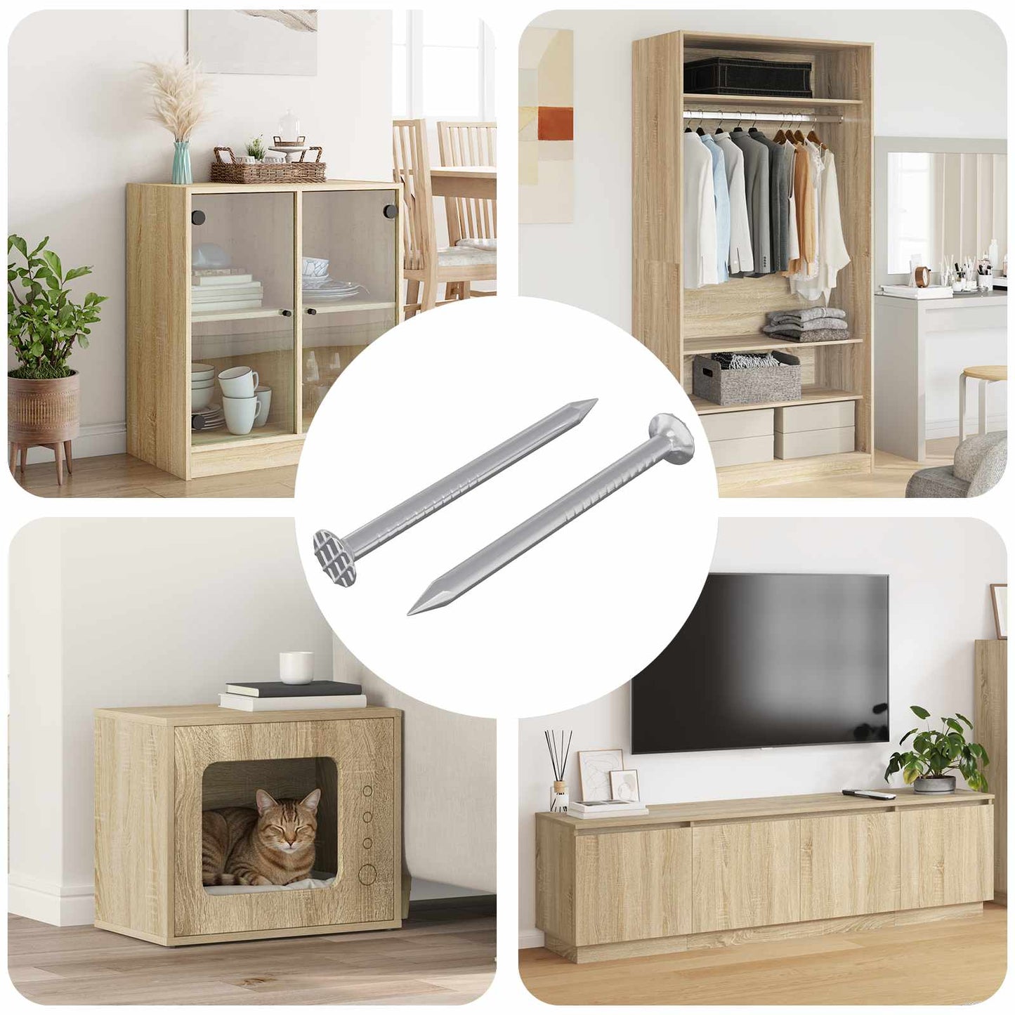 Vidaxl chiodi per legno 2 pezzi argento ø 3 x 15 mm metallo