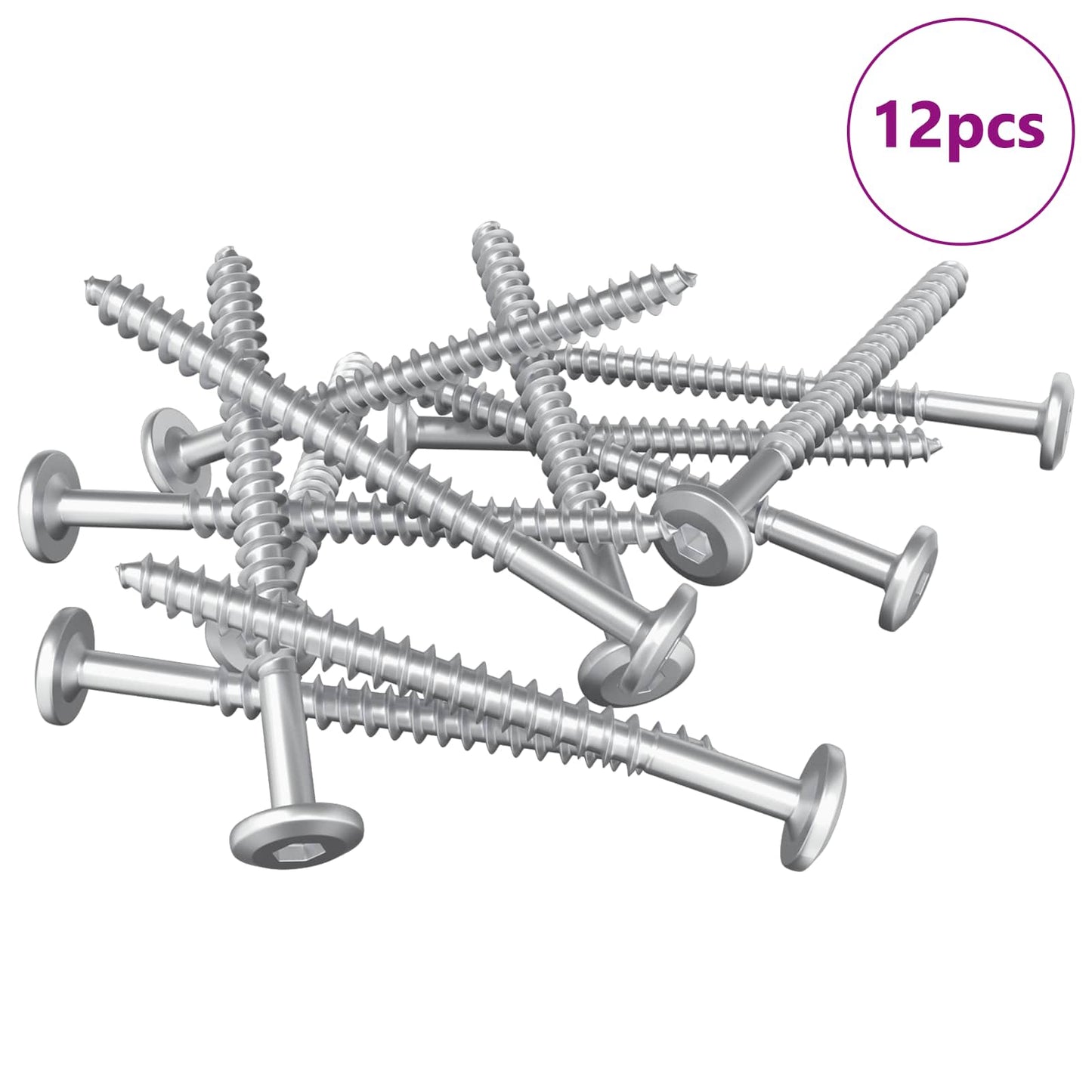 vidaxxl tornillos para madera 12uds plata m6 x 70 mm acero
