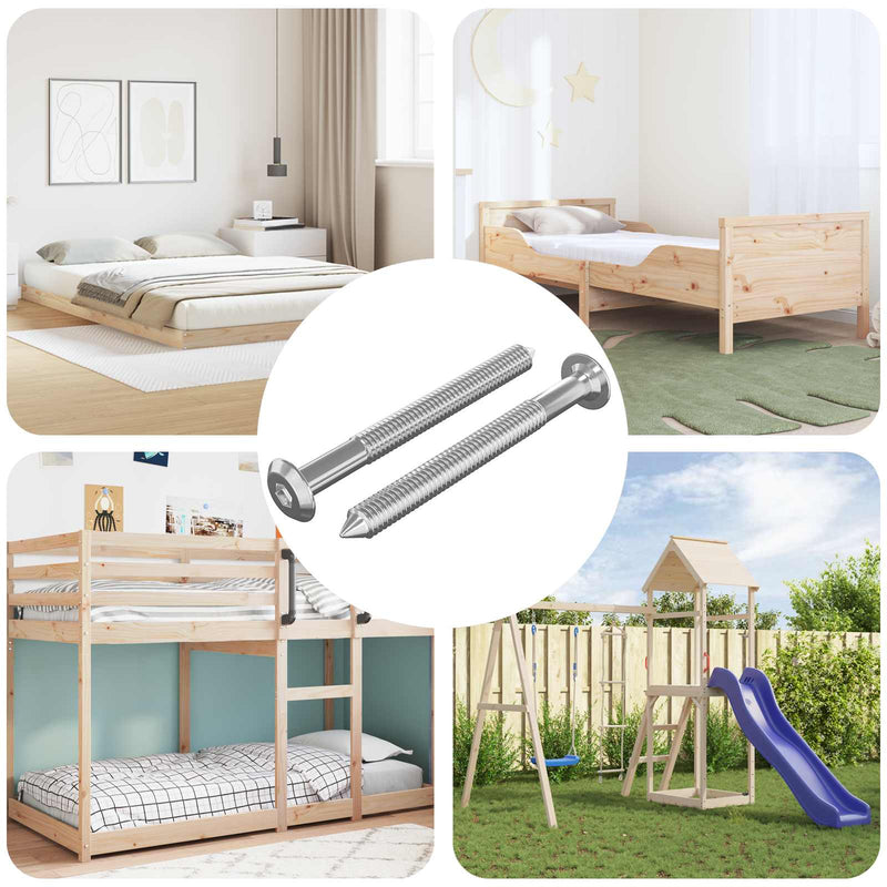 vidaxxl tornillos para muebles 2uds plata m6 x 60 mm acero