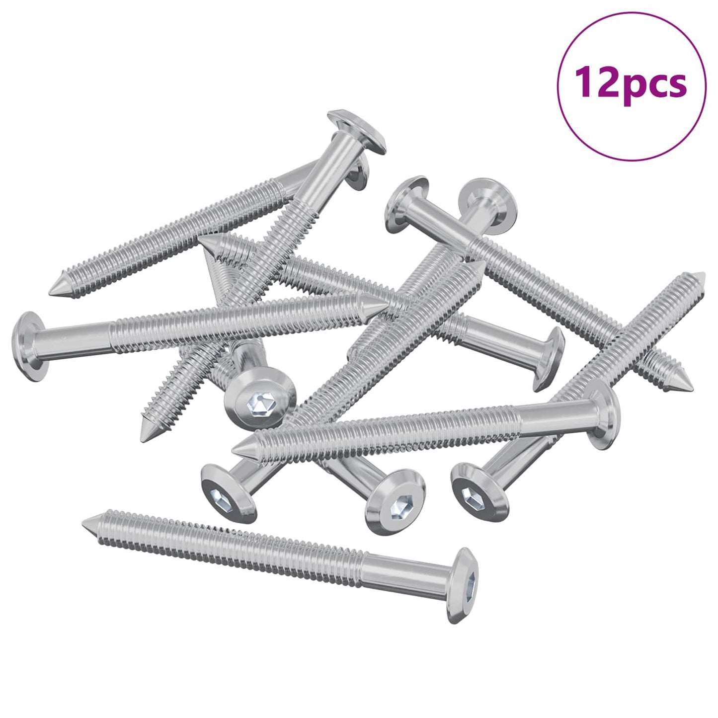 Vidaxl meubelschroeven 12 pcs zilver m6 x 60 mm staal