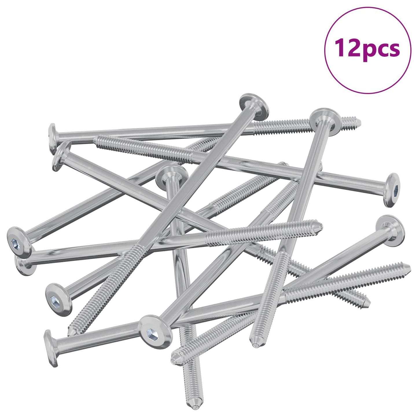 vidaxxl tornillos para muebles 12 piezas plata m6 x 120 mm acero