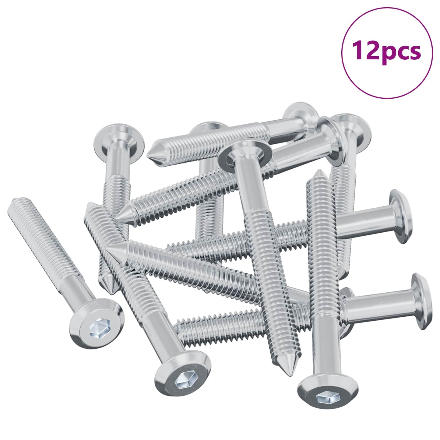 Vidaxl bout 12 pcs zilver m6 x 50 mm staal