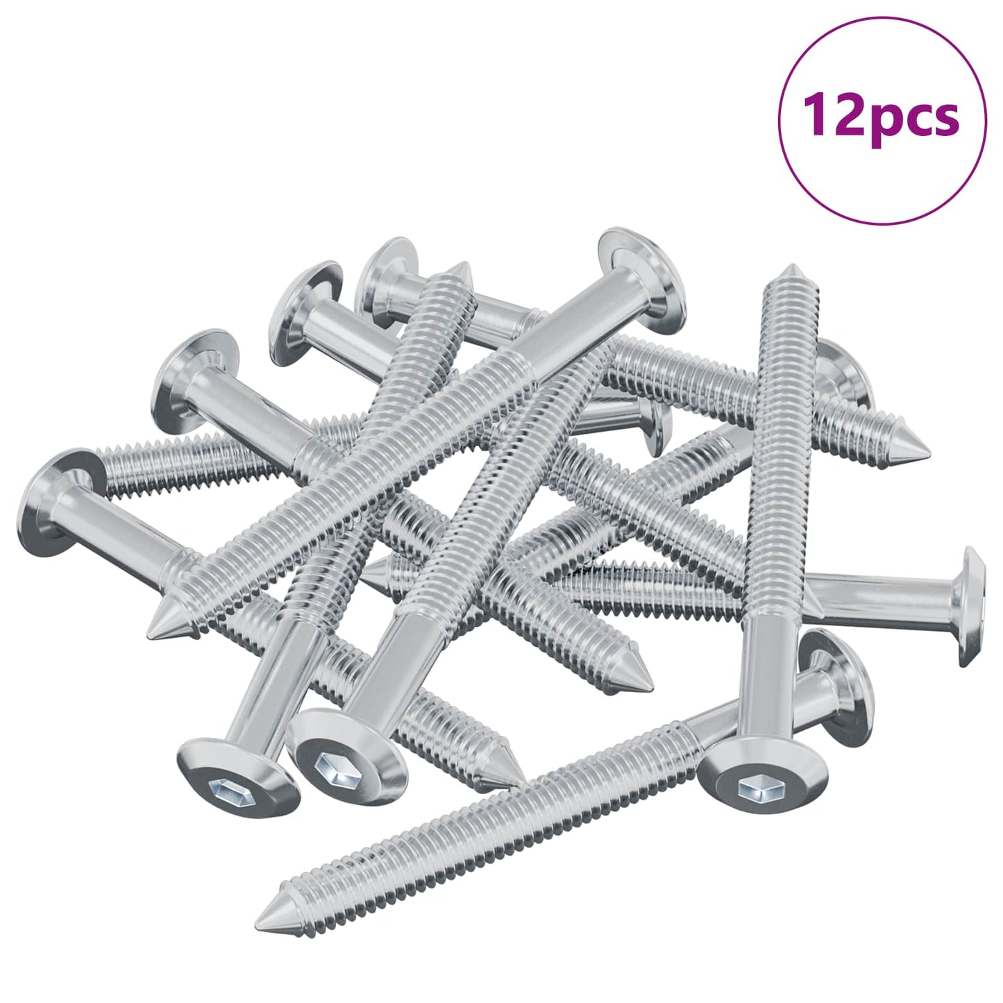 Vidaxl bout 12 pcs zilver m6 x 60 mm staal