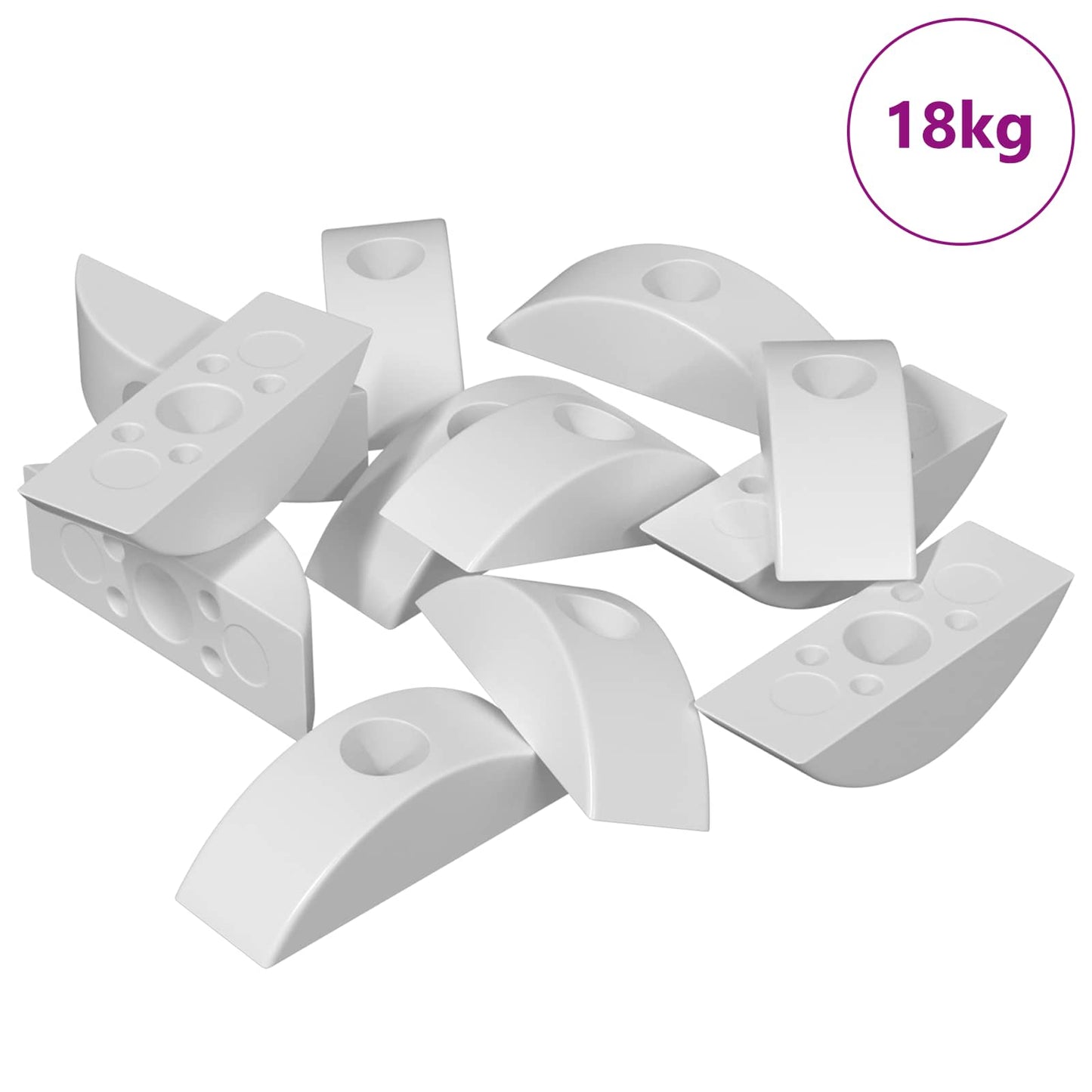 Vidaxl halve maan washer 18 pcs wit m6 polypropyleen