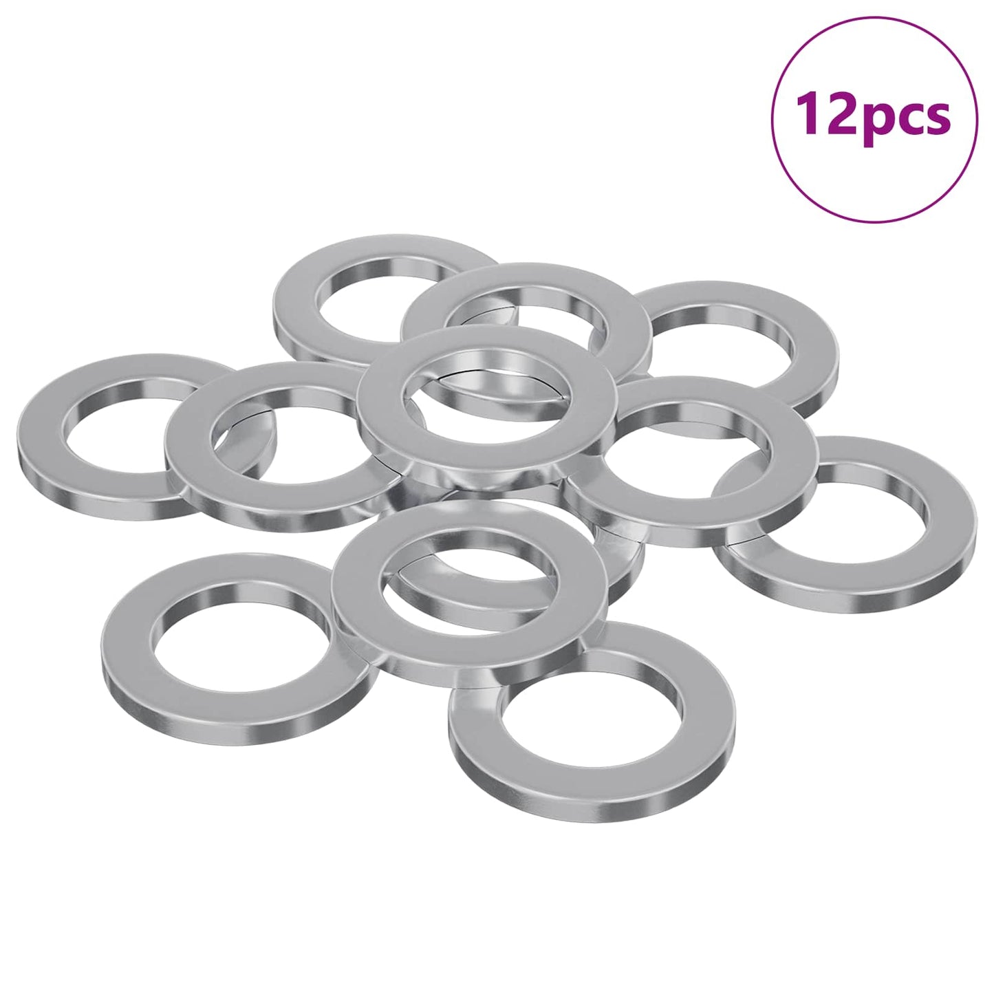 Vidaxl washers 12 pcs zilver 10 x 10 x 1,2 mm ijzer