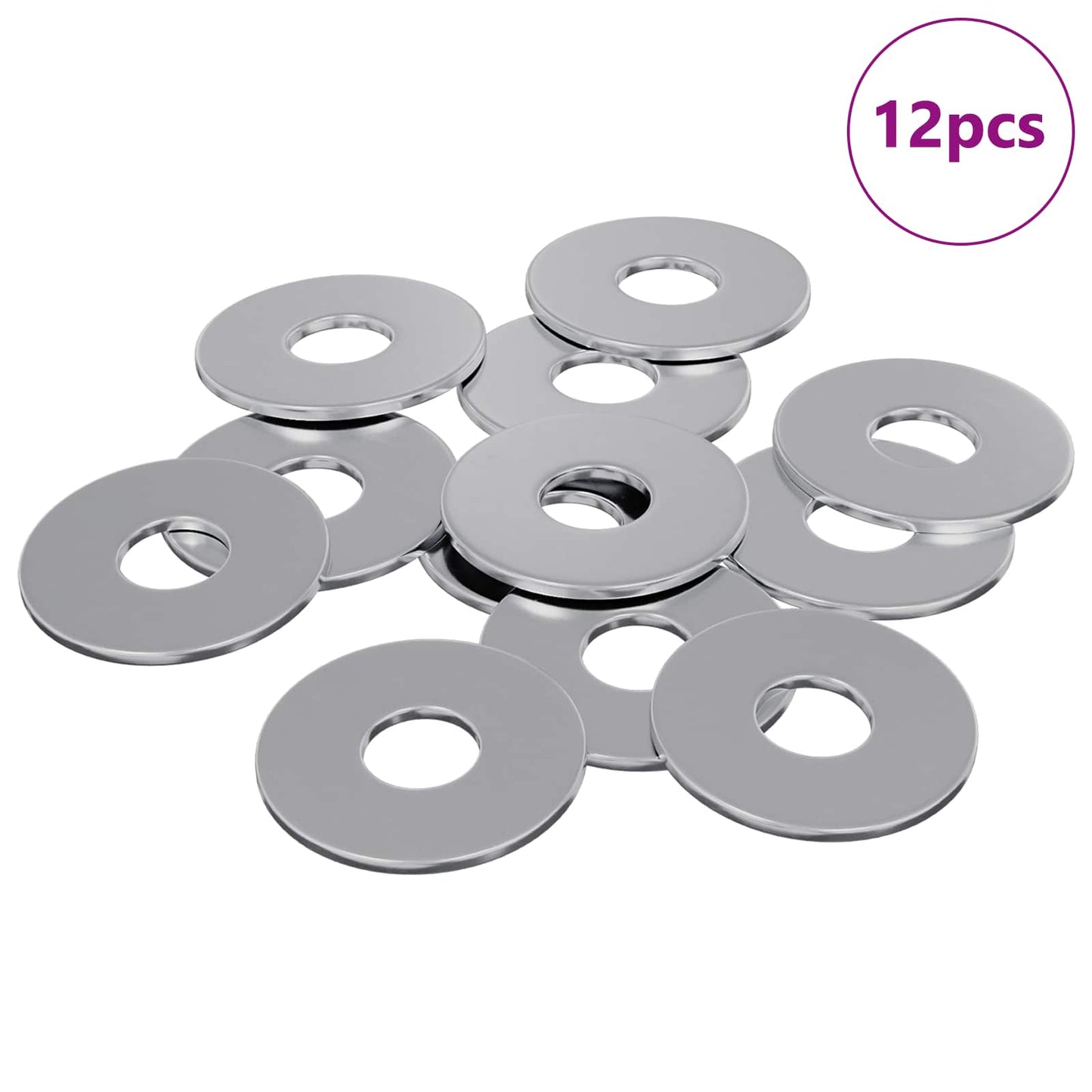 Vidaxl washers 12 pcs zilver 18 x 18 x 1,2 mm ijzer