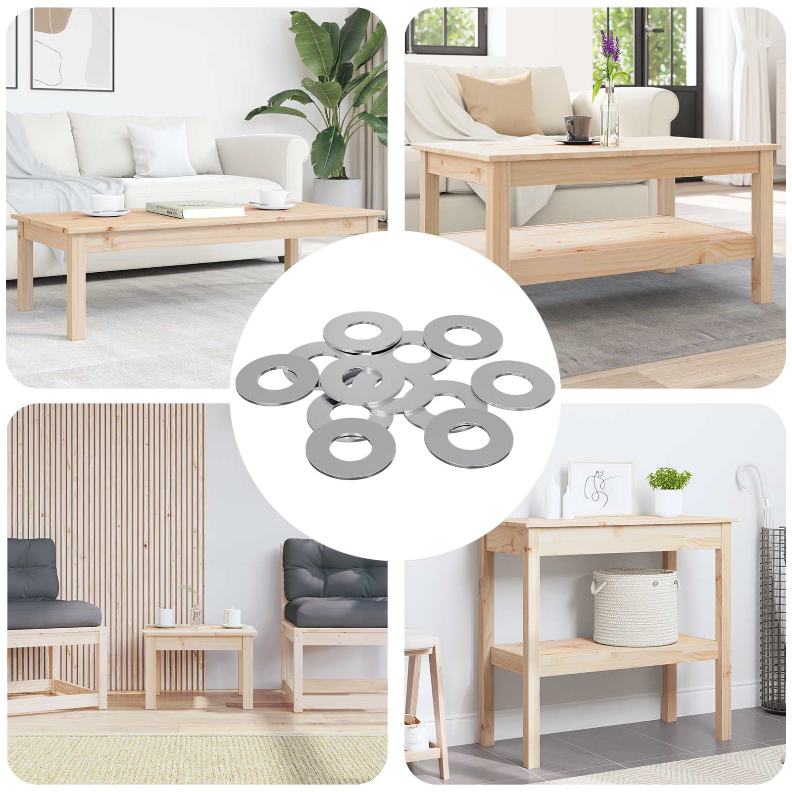 Vidaxl washers 12 pcs zilver 16 x 16 x 1,5 cm ijzer