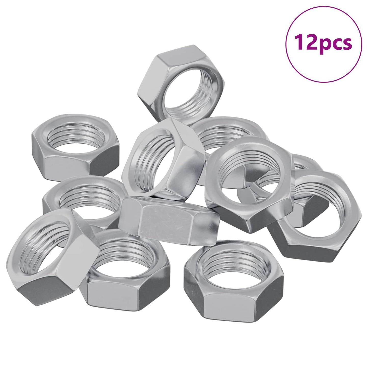 Dadi esagonali Vidaxl 12 pz argento m6 ferro