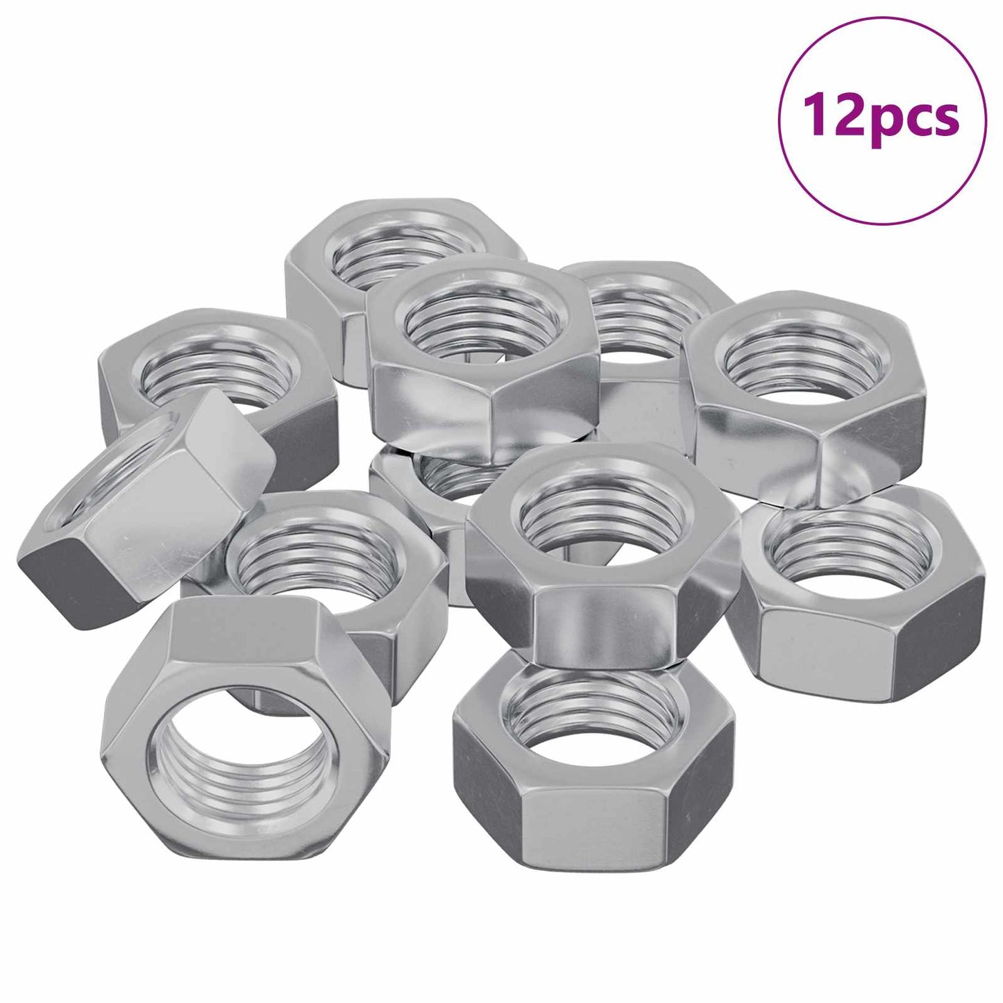 Vidaxl tuerca hexagonal 12uds plata m6 hierro
