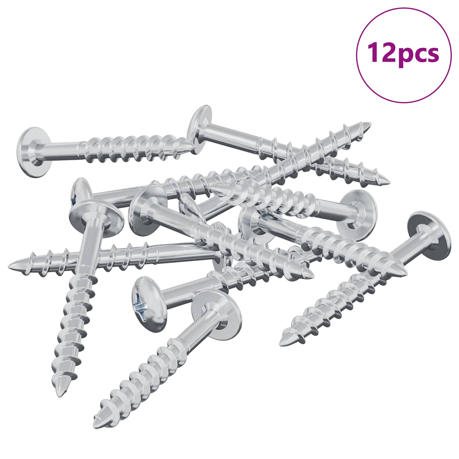 Perno vidaxl 12uds plata 9,8 x 35 mm hierro