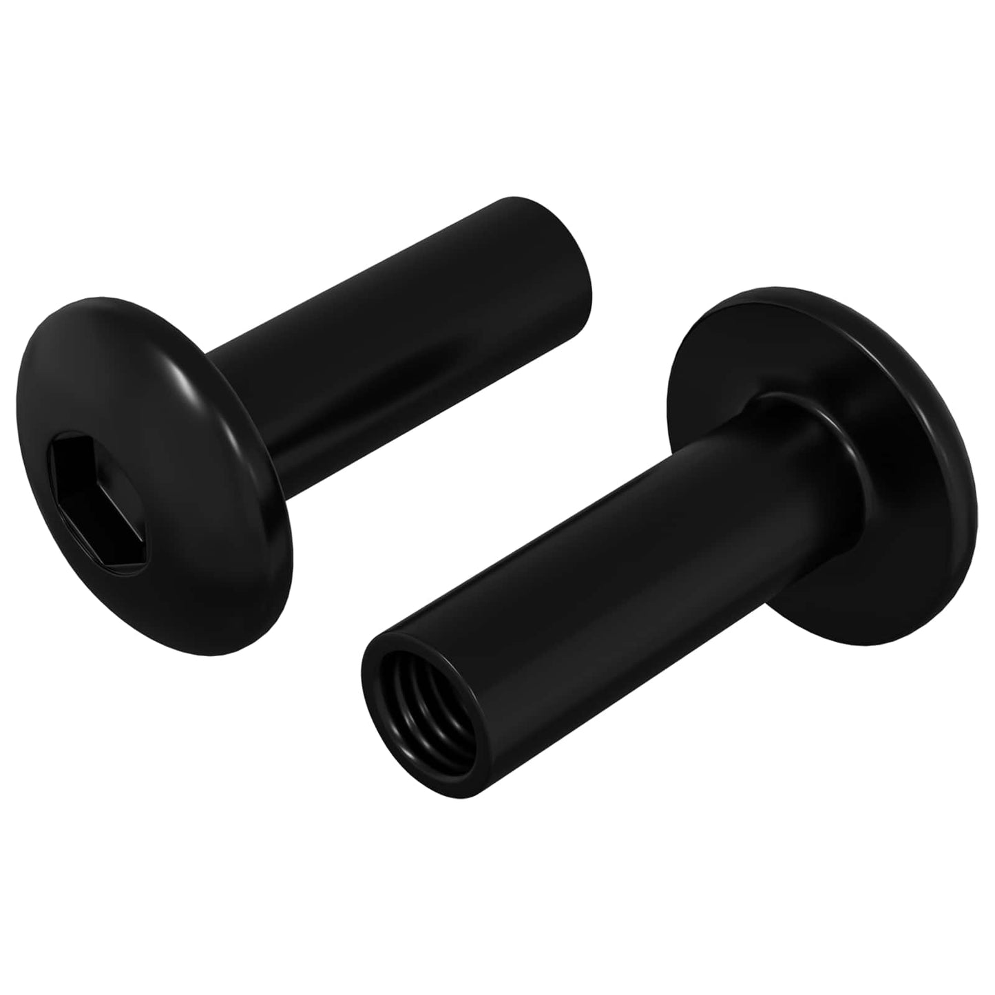 Dadi a manicotto Vidaxl 2 pezzi neri m4 x 14,5 mm ferro