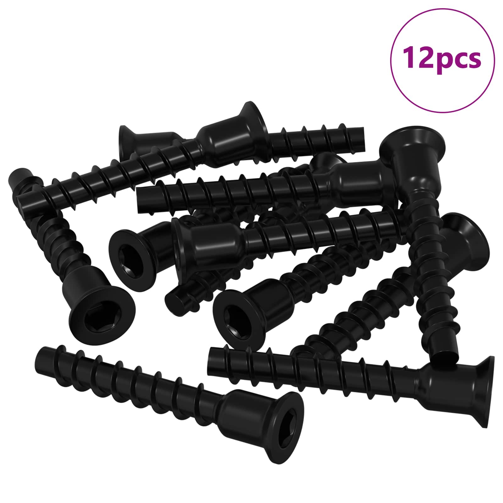 VidaXL tornillo cilíndrico 12 uds negro 7 x 40 mm hierro