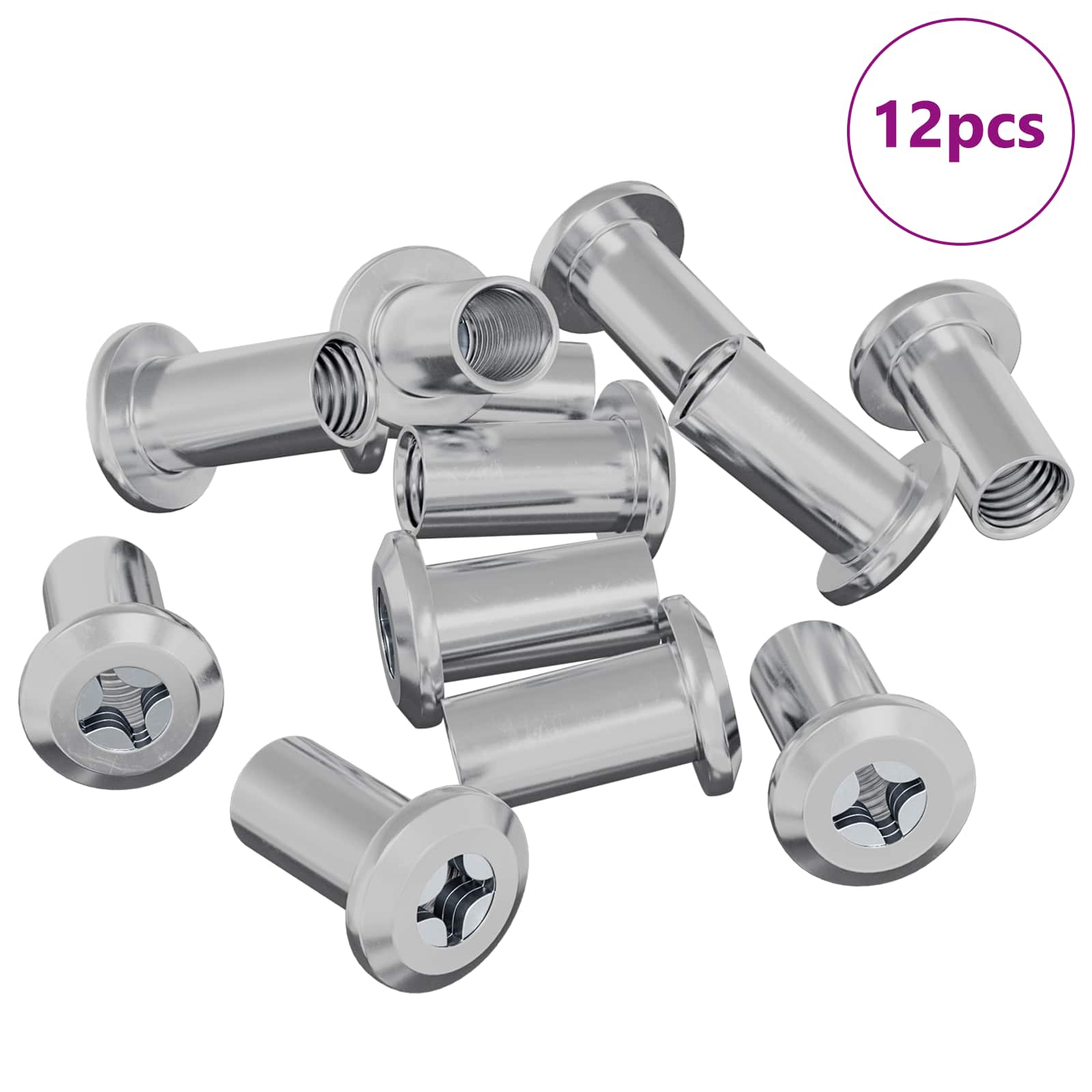 Vidaxl slotmoer 12 pcs nikkel m6 x 25 mm staal
