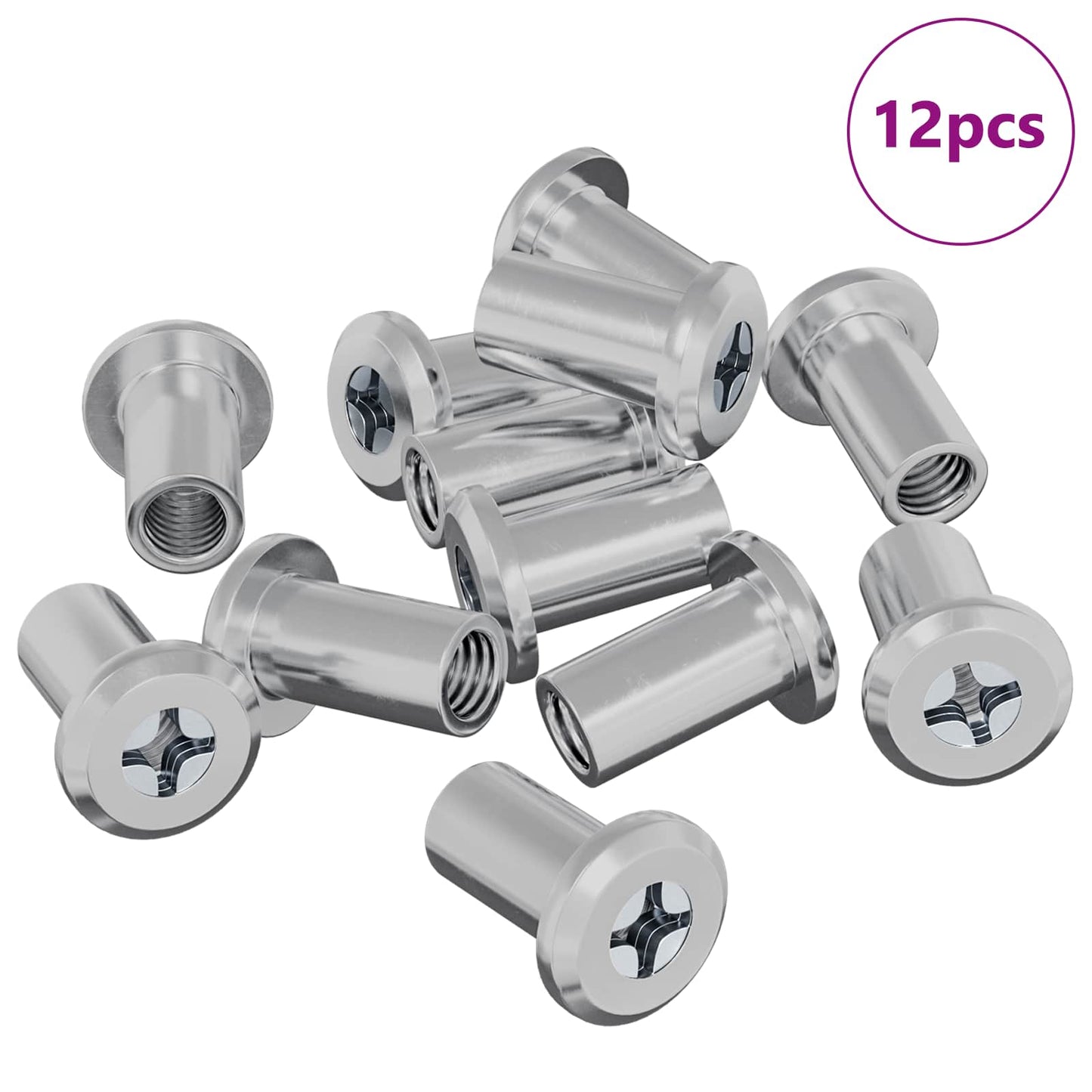 Dado di bloccaggio Vidaxl 12 pezzi argento m6 x 15 mm in acciaio
