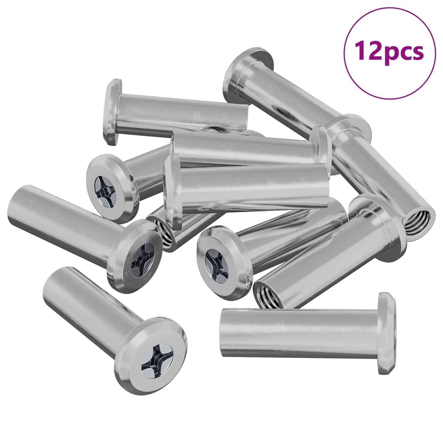 Dado di bloccaggio Vidaxl 12 pezzi argento m6 x 15 mm in acciaio