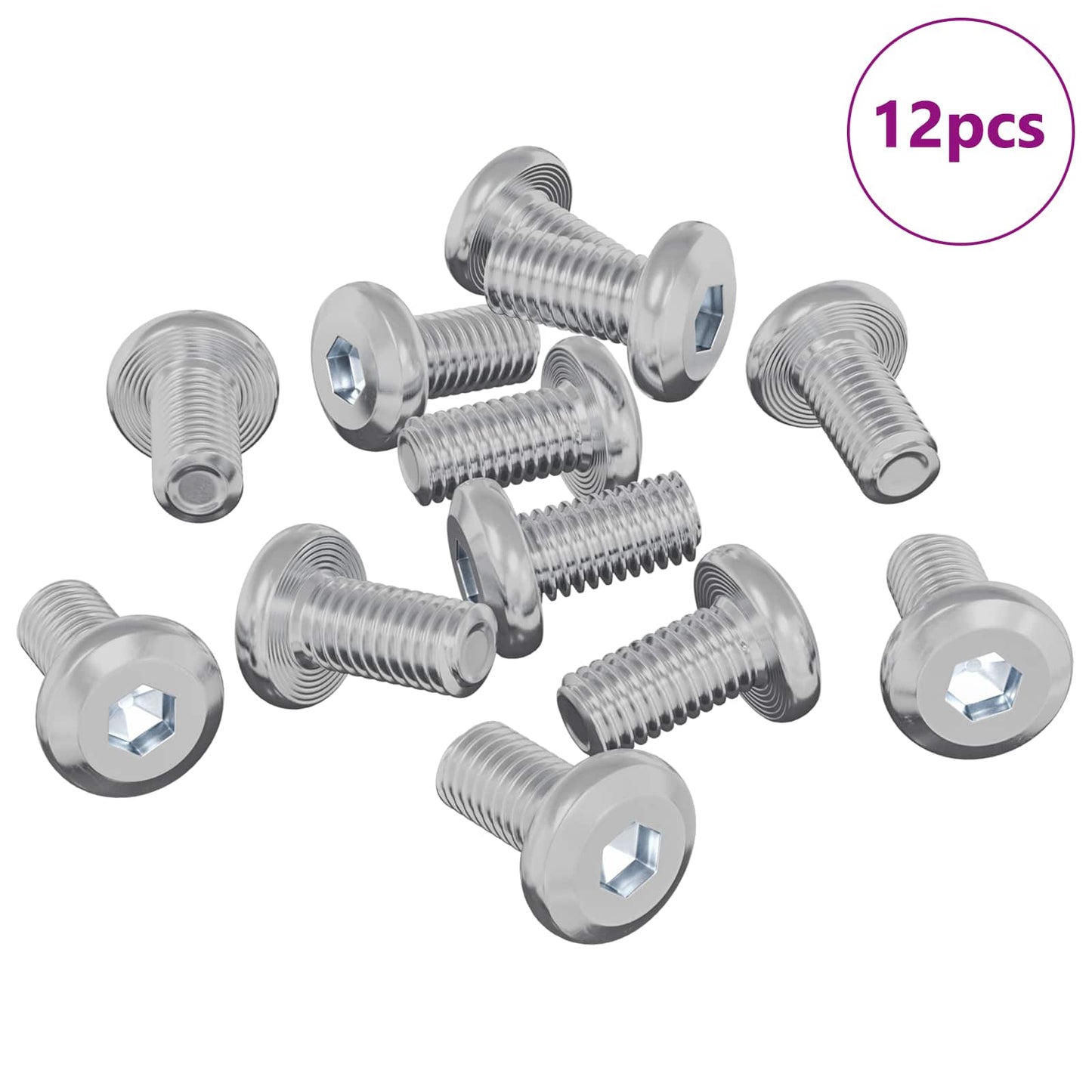 Vidaxl slotschroef effen 12 pcs zilver m6 x 12 mm staal
