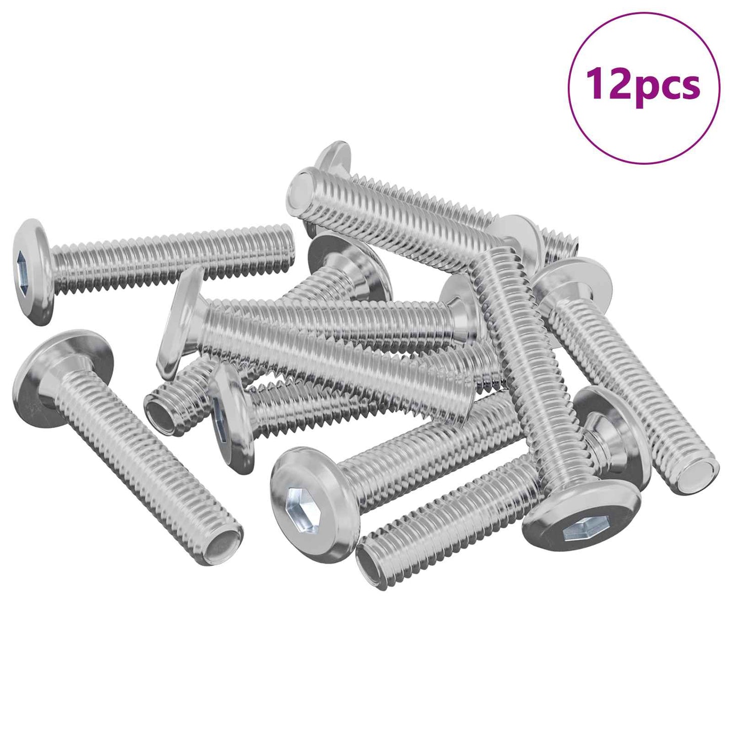 Vidaxl slotschroef effen 12 pcs zilver m6 x 30 mm staal