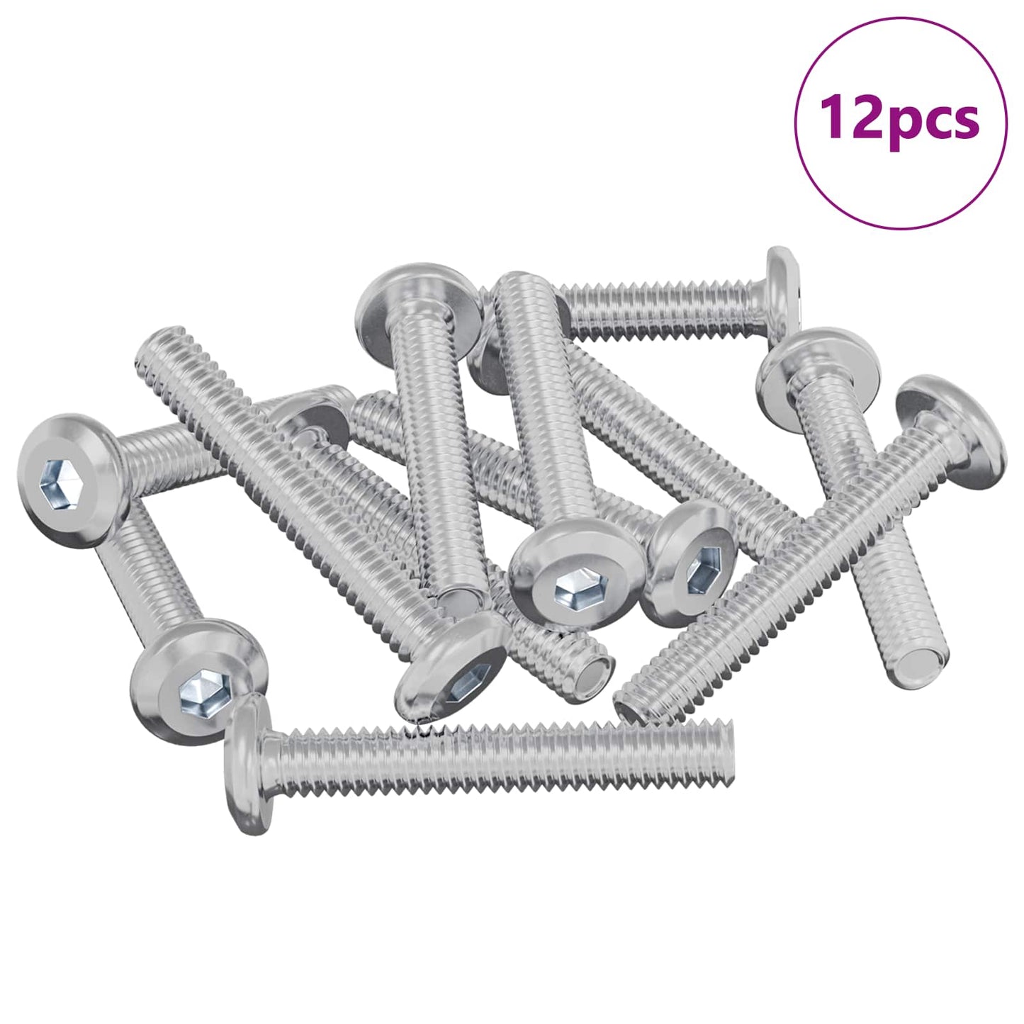 Vidaxl slotschroef effen 12 pcs zilver m6 x 35 mm staal