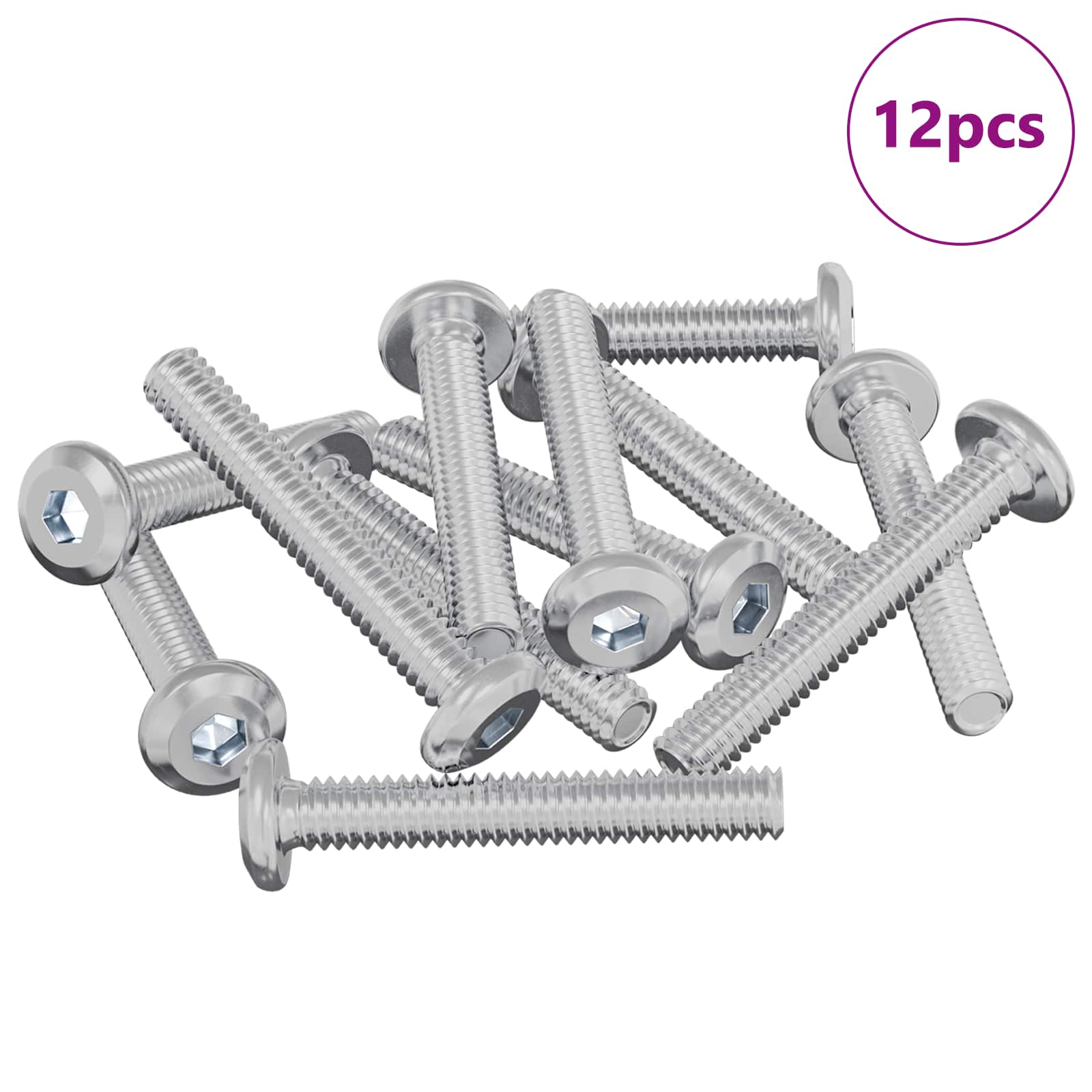 Vidaxl vite di bloccaggio liscia 12 pezzi argento m6 x 35 mm in acciaio