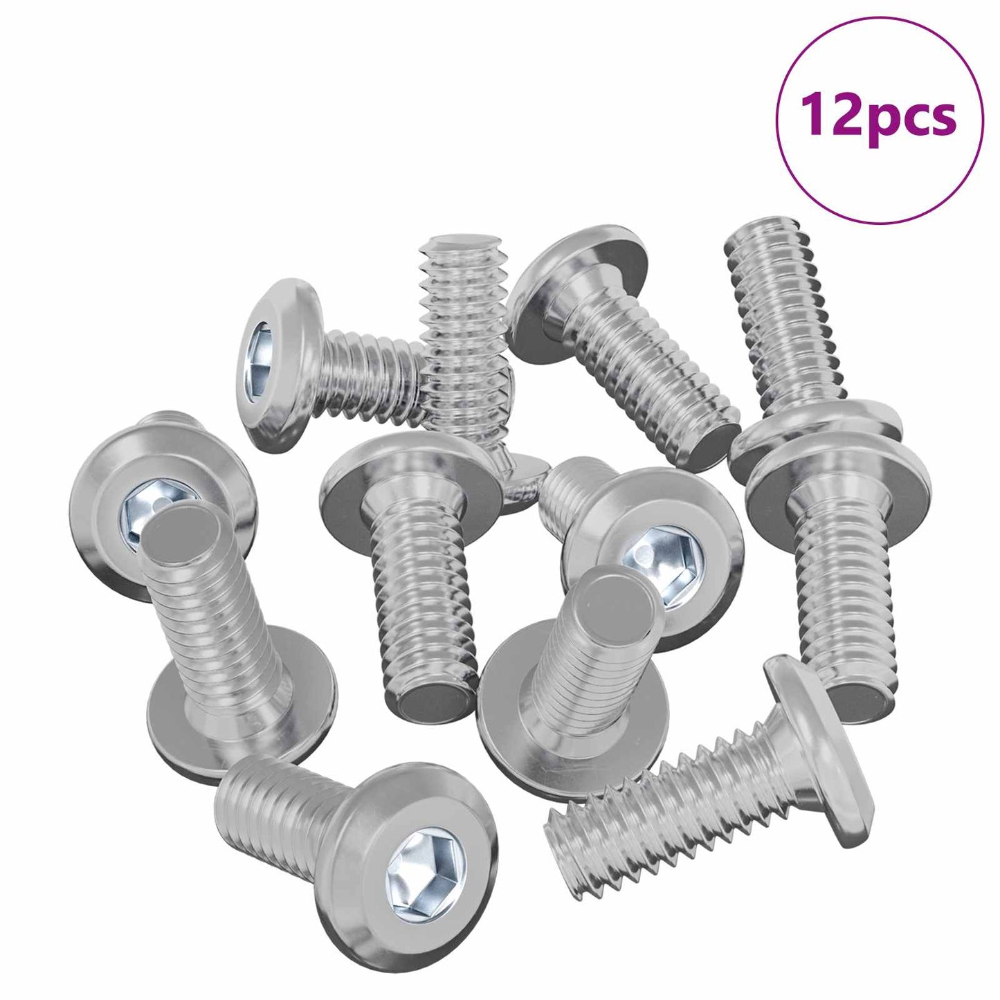 Vidaxl tornillo de bloqueo 12 piezas plata m6 x 15 mm acero