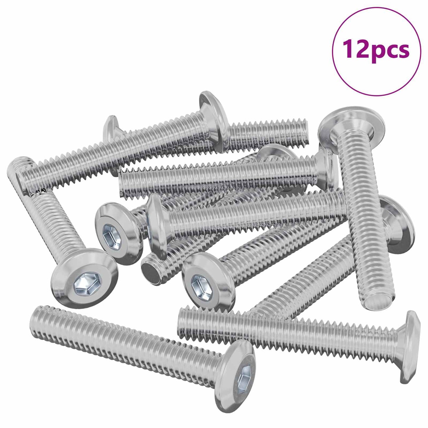Vidaxl tornillo de bloqueo 12 piezas plata m6 x 35 mm acero