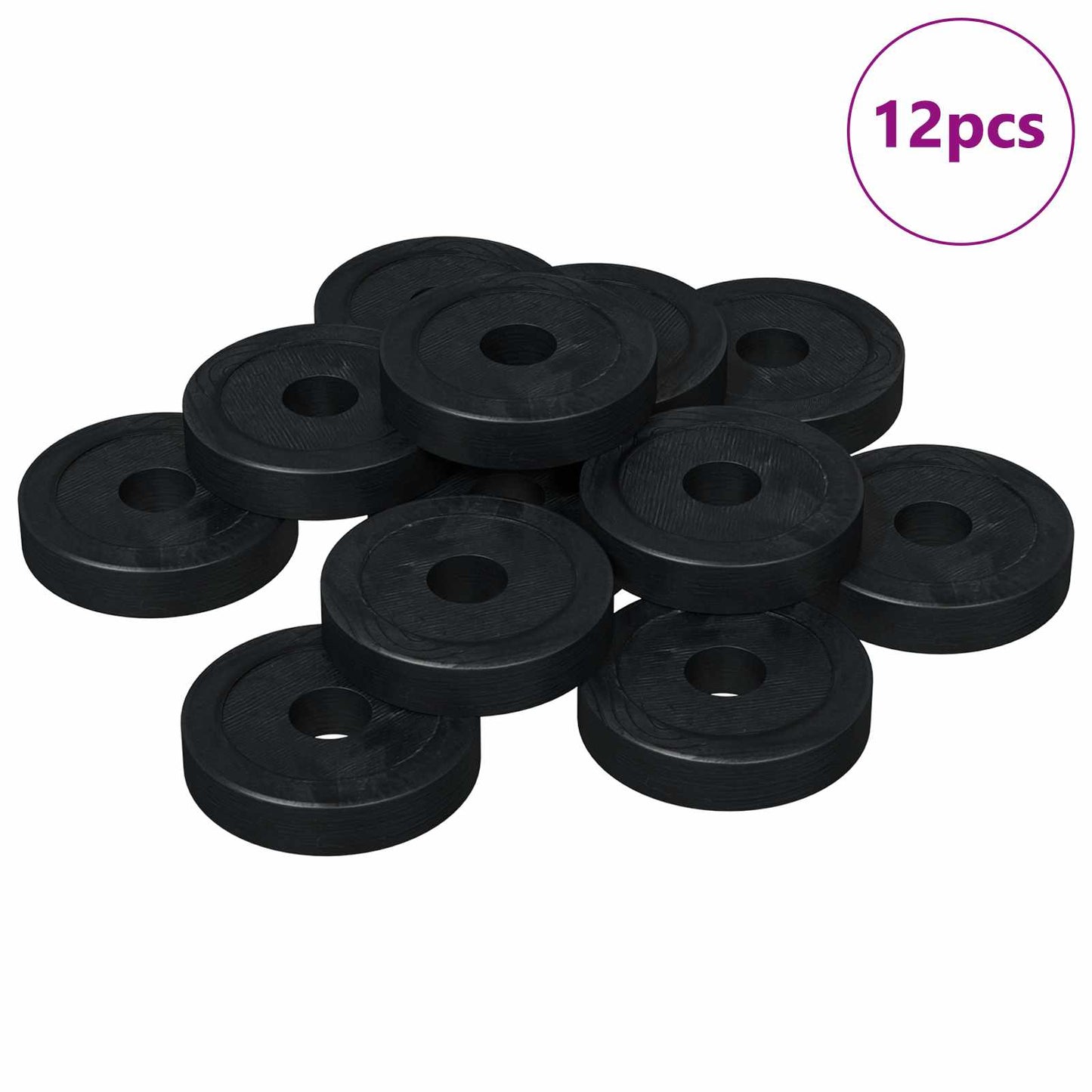 Vidaxxl adatto per anelli piatti 12 pz neri ∅15 x 3 mm