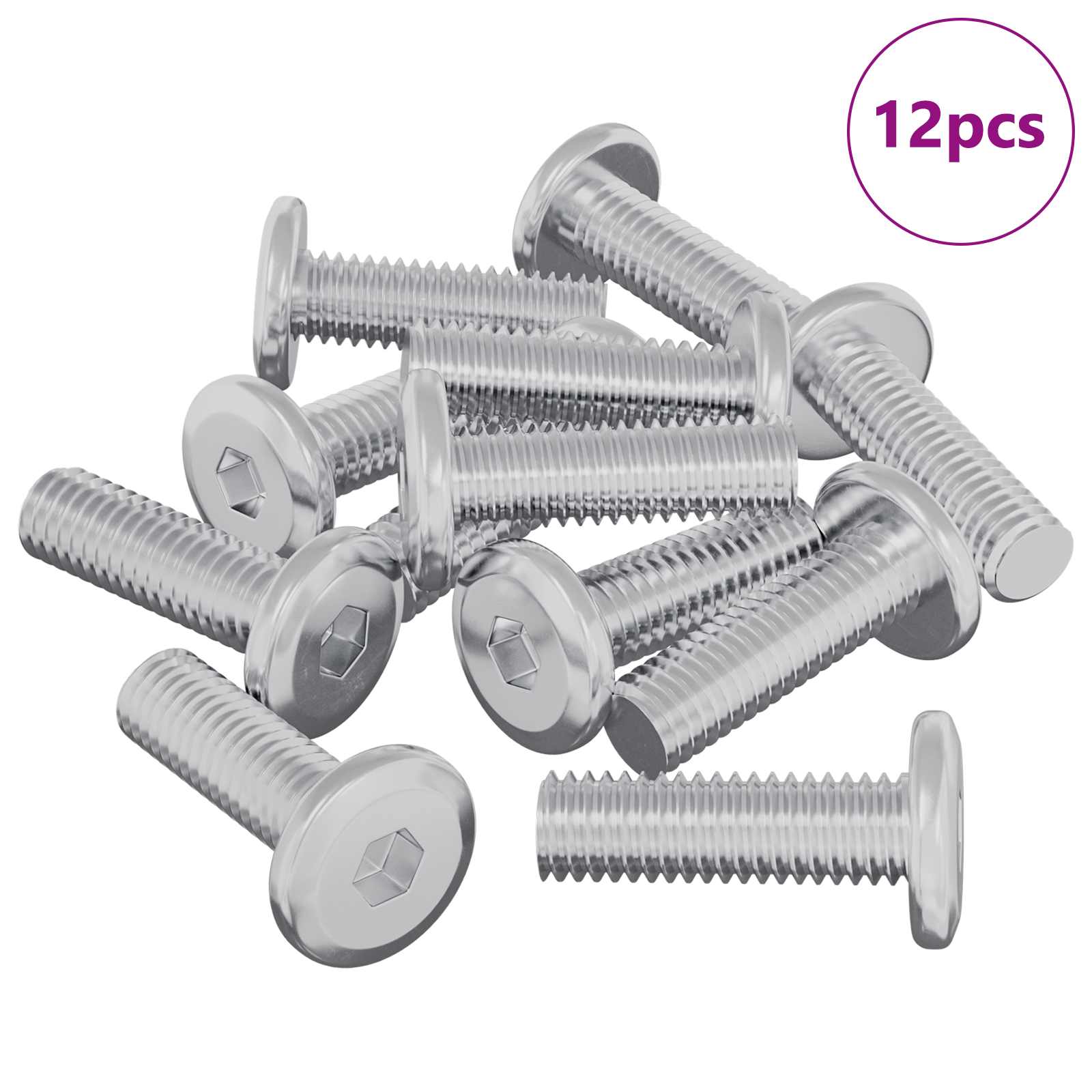 Perno vidaxl 12 piezas plata 8 x 25 mm acero