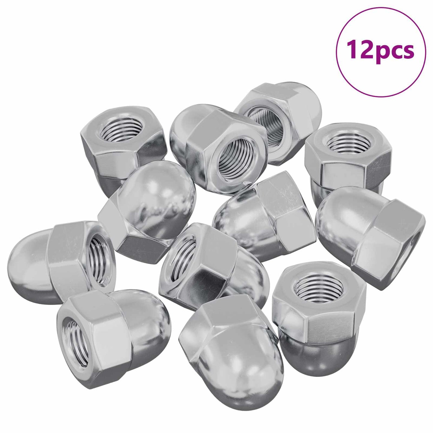 Vidaxl moer 12 pcs zilver m6 x 10 mm ijzer