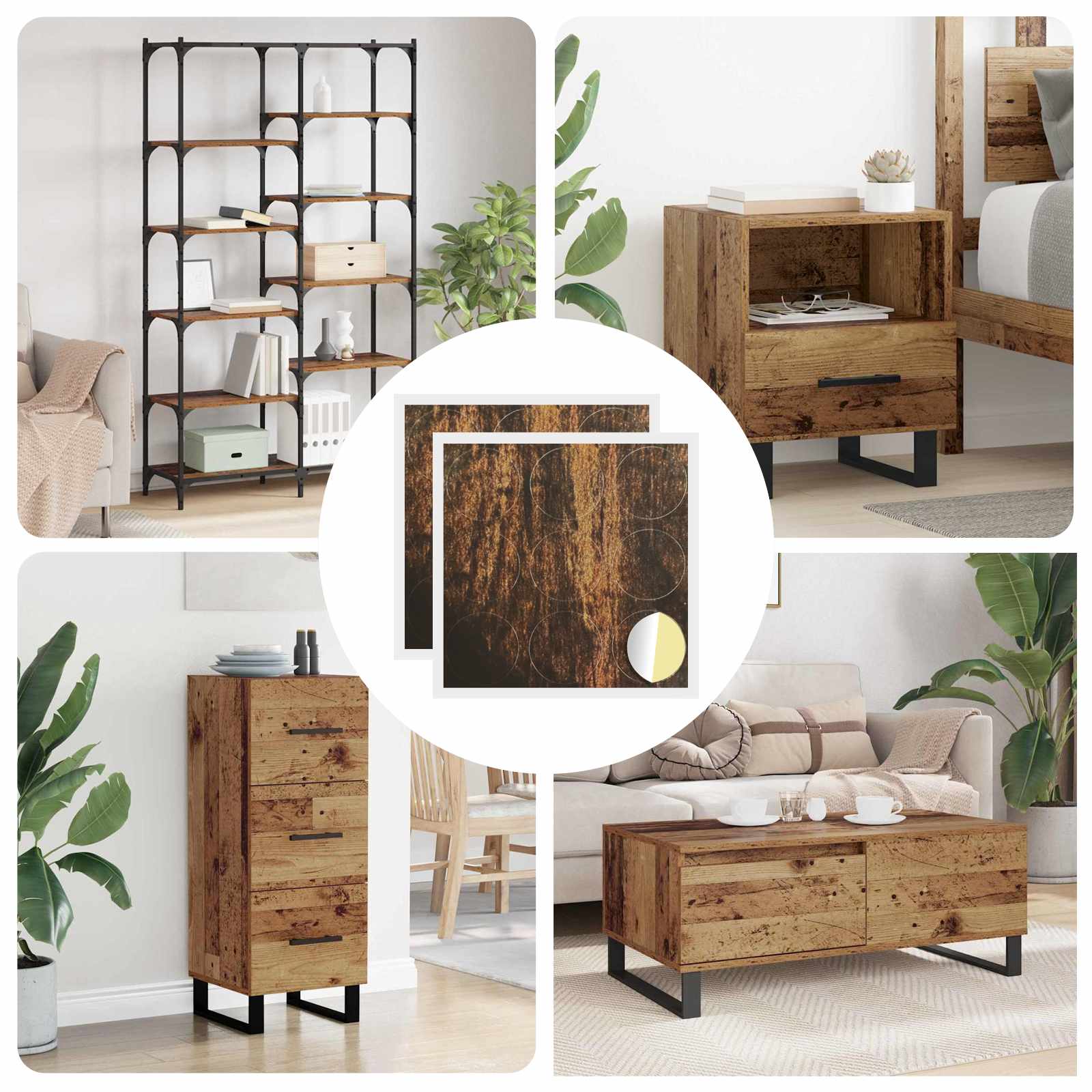 Coprivite autoadesivo Vidaxx 2 pezzi legno vecchio ø 20 x 0,5 mm