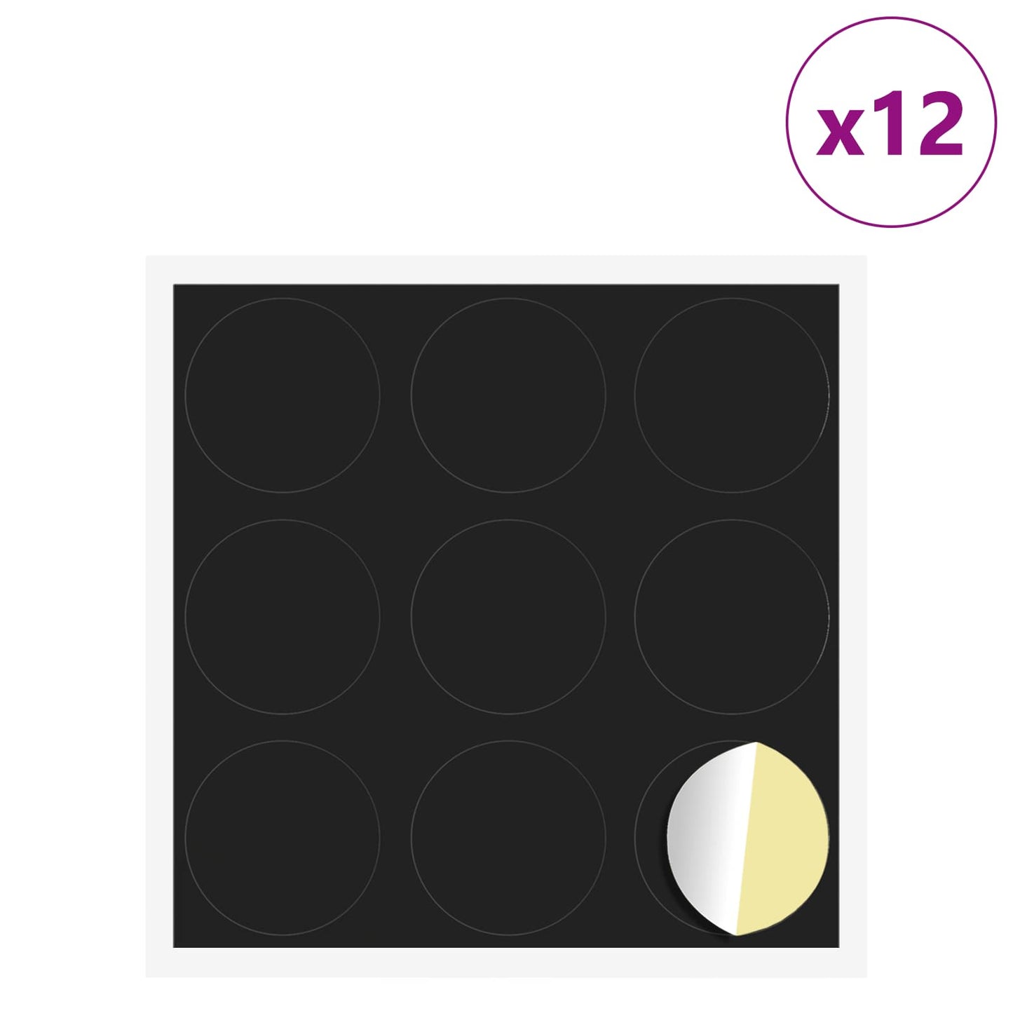 Coprivite autoadesivo Vidaxx 12 pezzi nero ø 20 x 0,5 mm