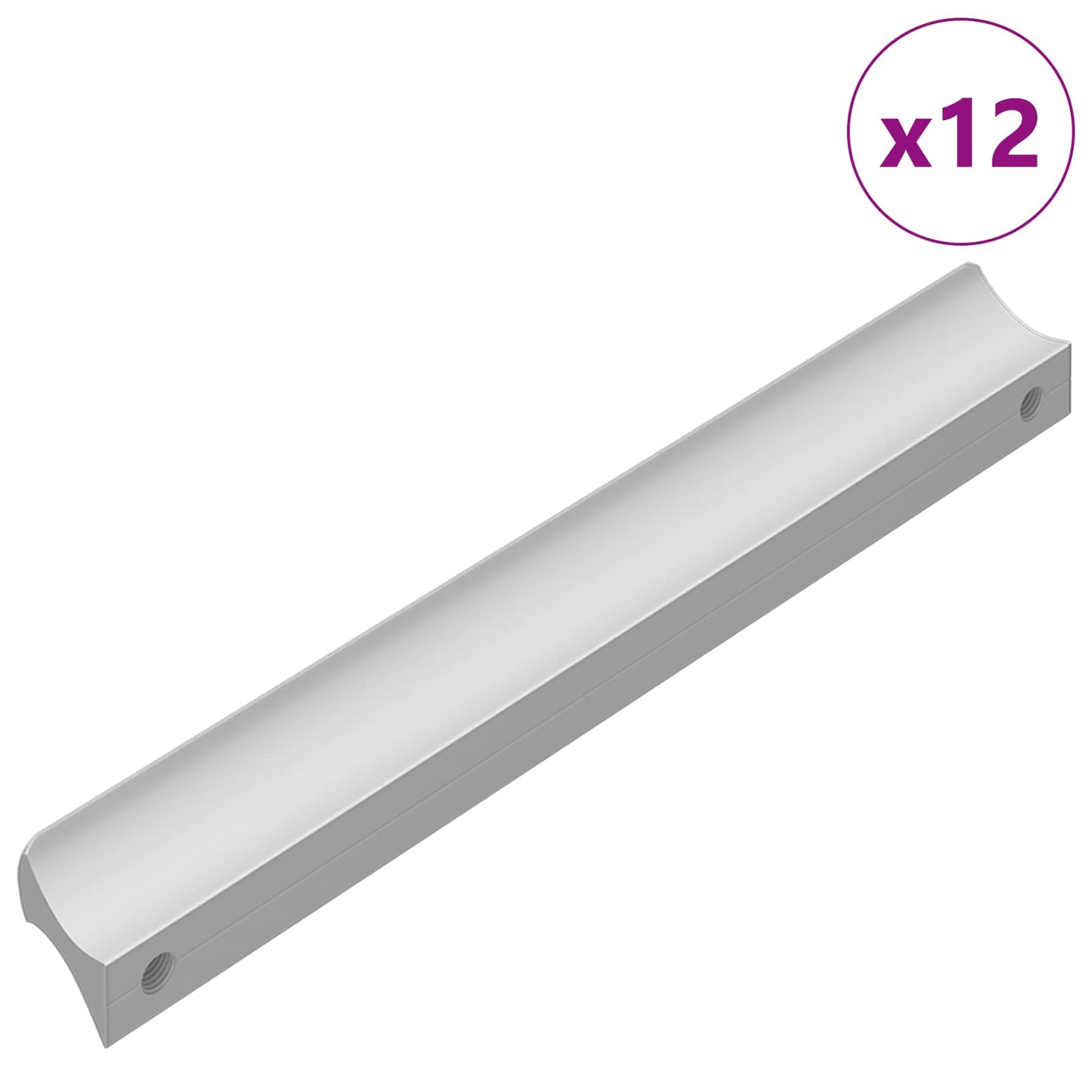 Vidaxl maniglia liscia 12 pz argento 105,7 x 7,4 x 15,5 mm alluminio