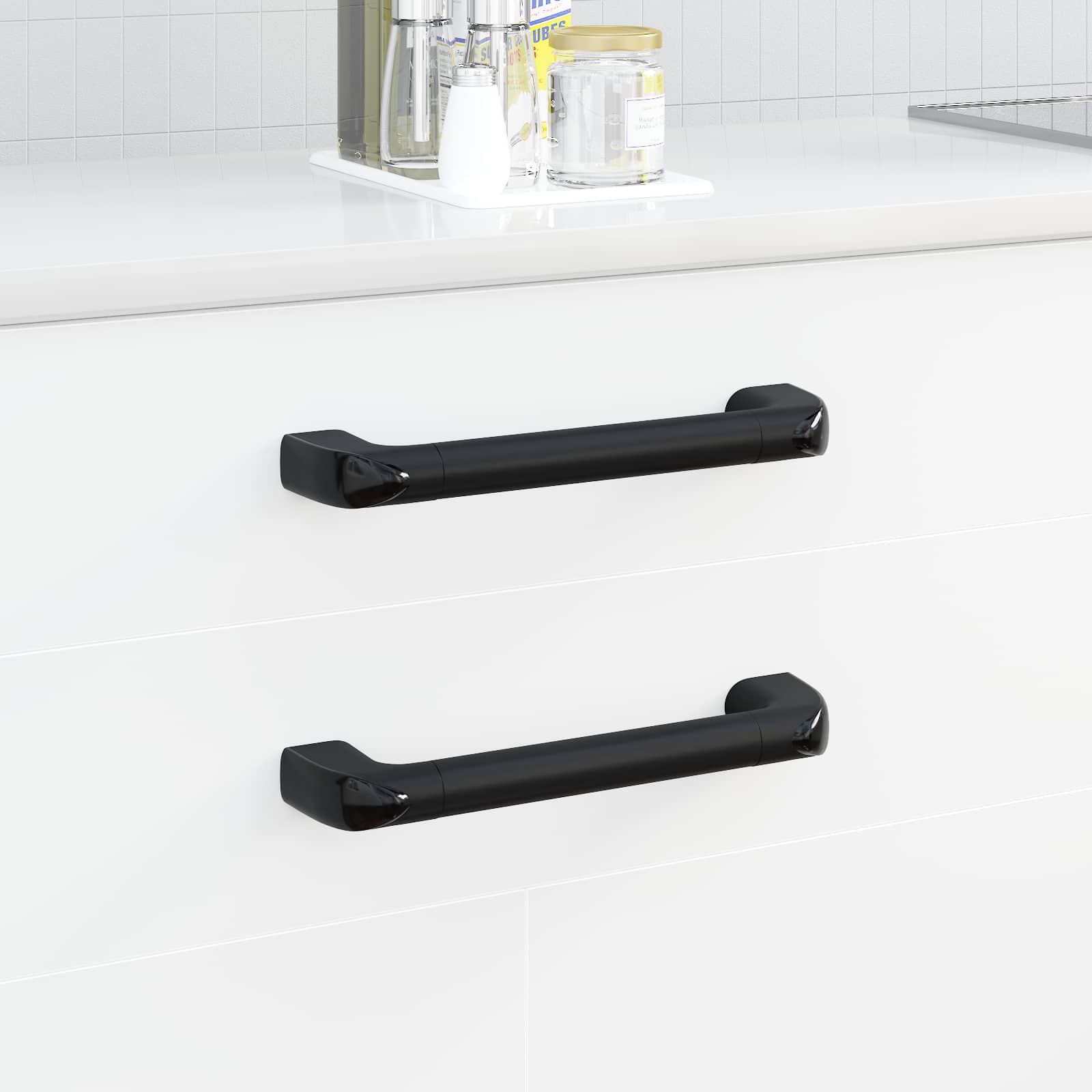 Vidaxl maniglia liscia 69 pz nero 380 x 34 x 85 mm alluminio e pp
