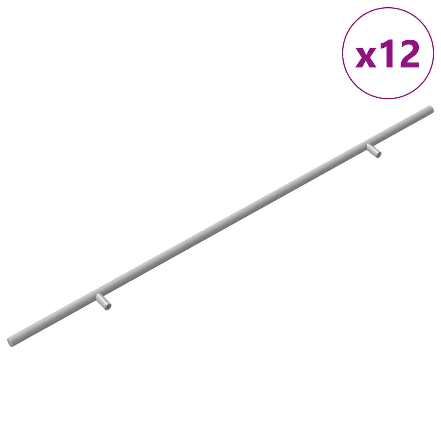 Tirador para armario VidaXL 12 piezas plateado 700 mm acero inoxidable