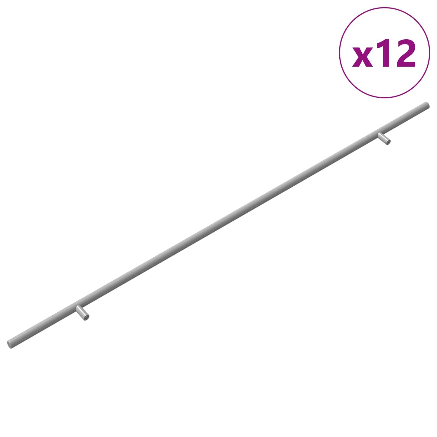 Maniglia per armadio Vidaxxl 12 pezzi argento 800 mm in acciaio inossidabile