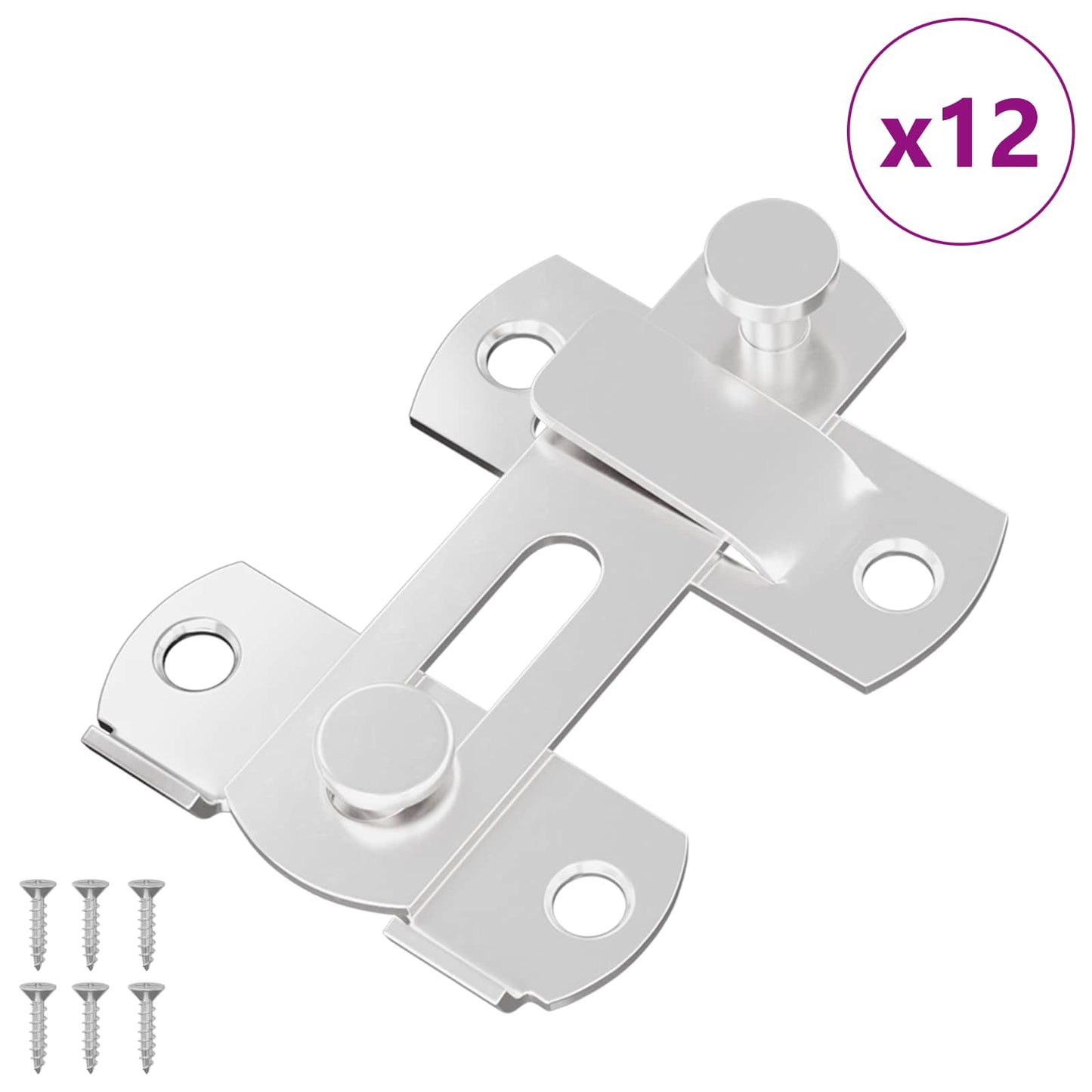 Vidaxl deurslot 12 pcs zilver 70 x 8 mm staal