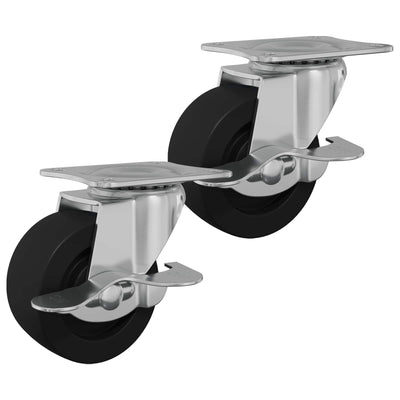 Vidaxl caster 2 pcs zwart en zilver 50,7 x 50,7 x 24,4 mm ijs en nylon