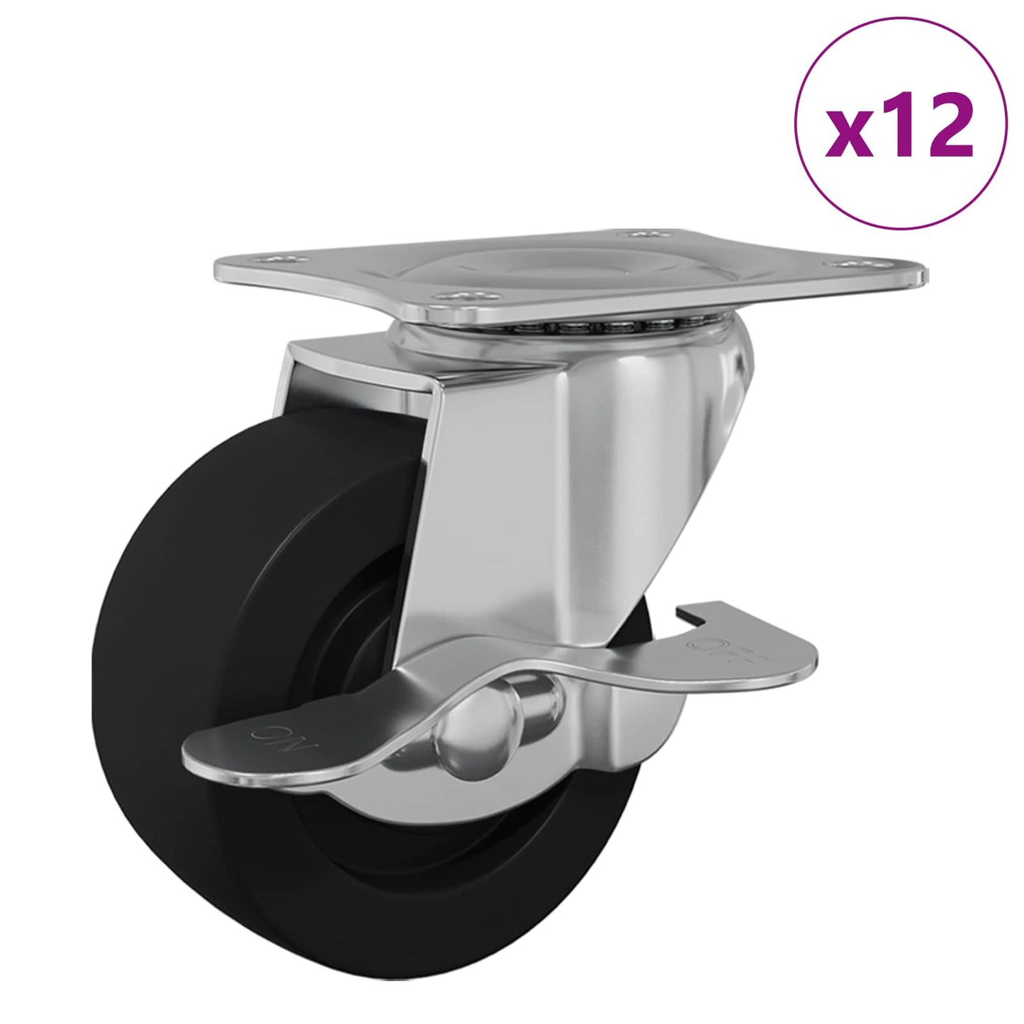 Ruota Vidaxl 12 pz nero e argento 50,7 x 50,7 x 24,4 mm