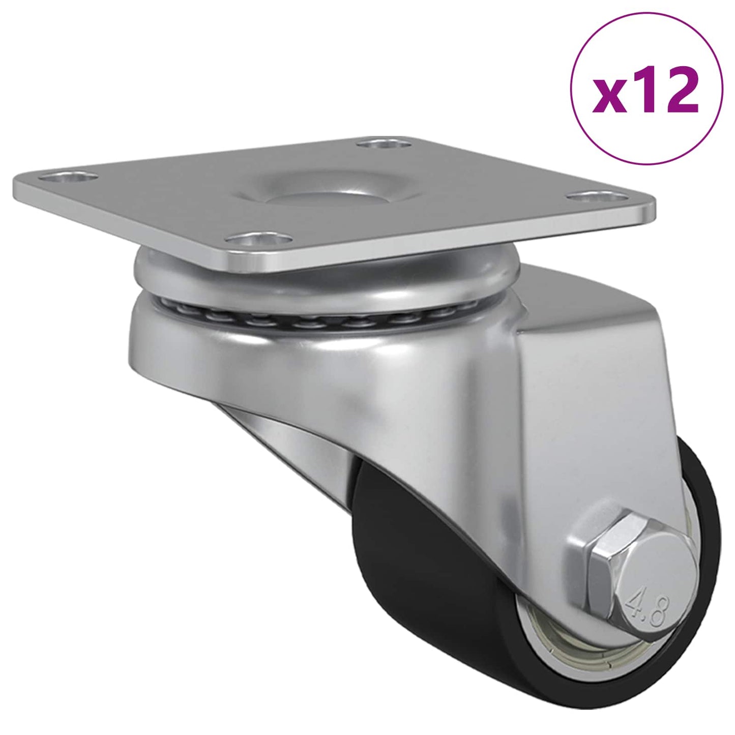 Vidaxl ruedas 12 piezas plata 44,1 x 44,1 x 1,95 mm nailon