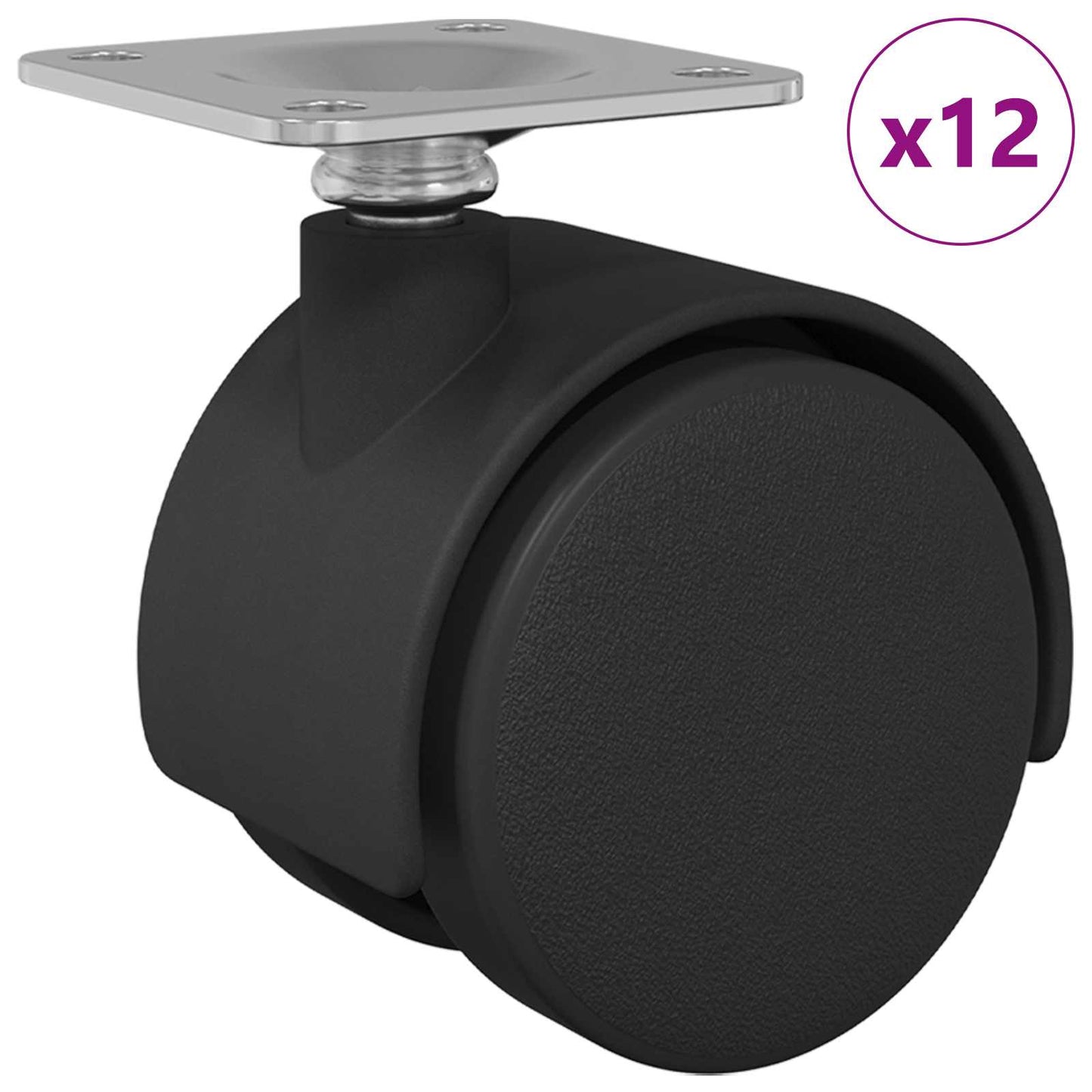 Ruota Girevole Vidaxx 12 pz nero 39,5 x 39,5 x 37,8 mm ferro e PP