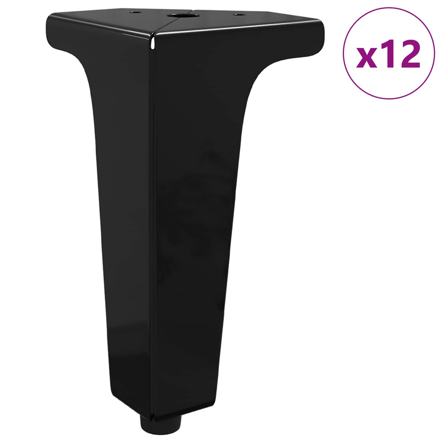 Gambe per mobili Vidaxxl 12 pezzi nero 54,1 x 54,1 x 100 mm ferro