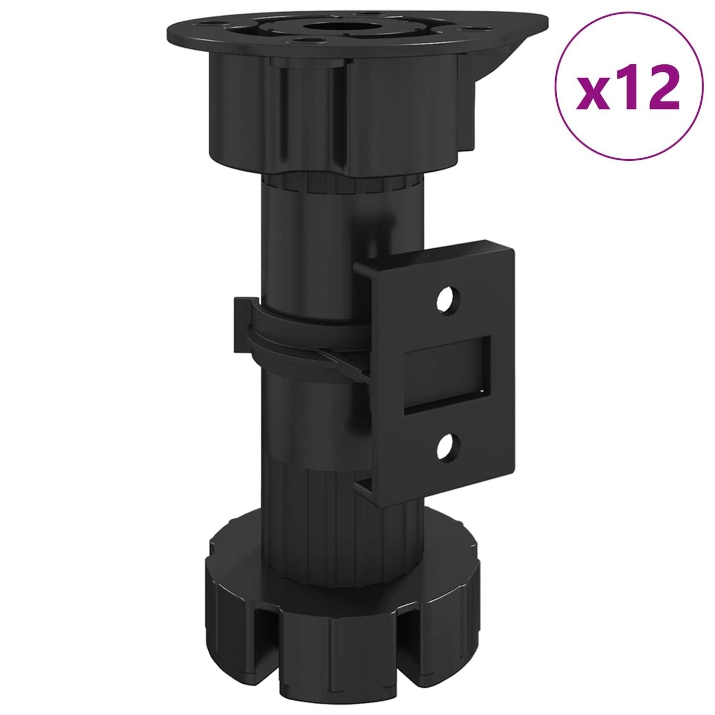 Vidaxxl gambe per mobili regolabili 12 pezzi nero 46 x 46 x 128 mm pp