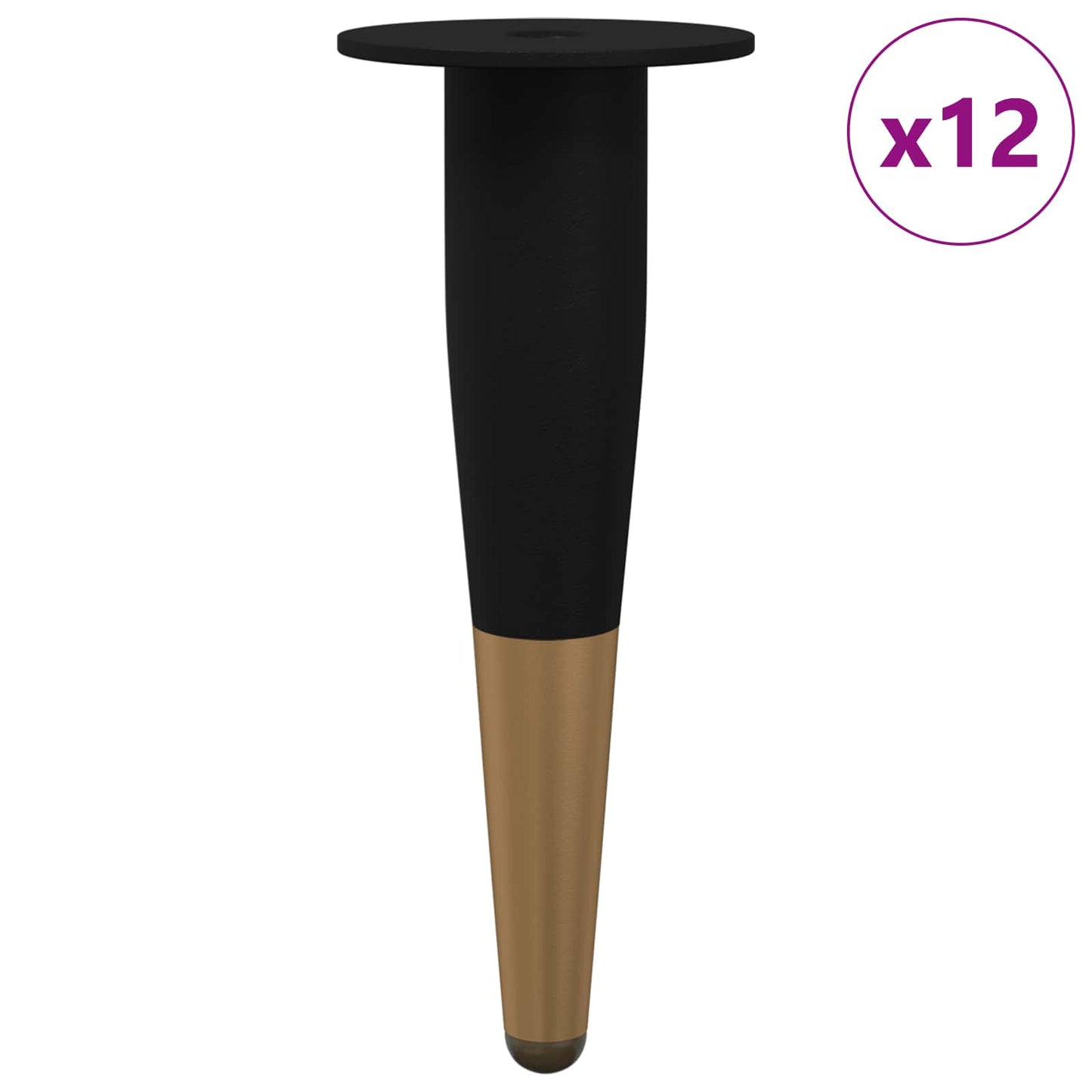 Gambe per mobili Vidaxxl 12 pz nero e oro ø 40 x 98 mm ferro