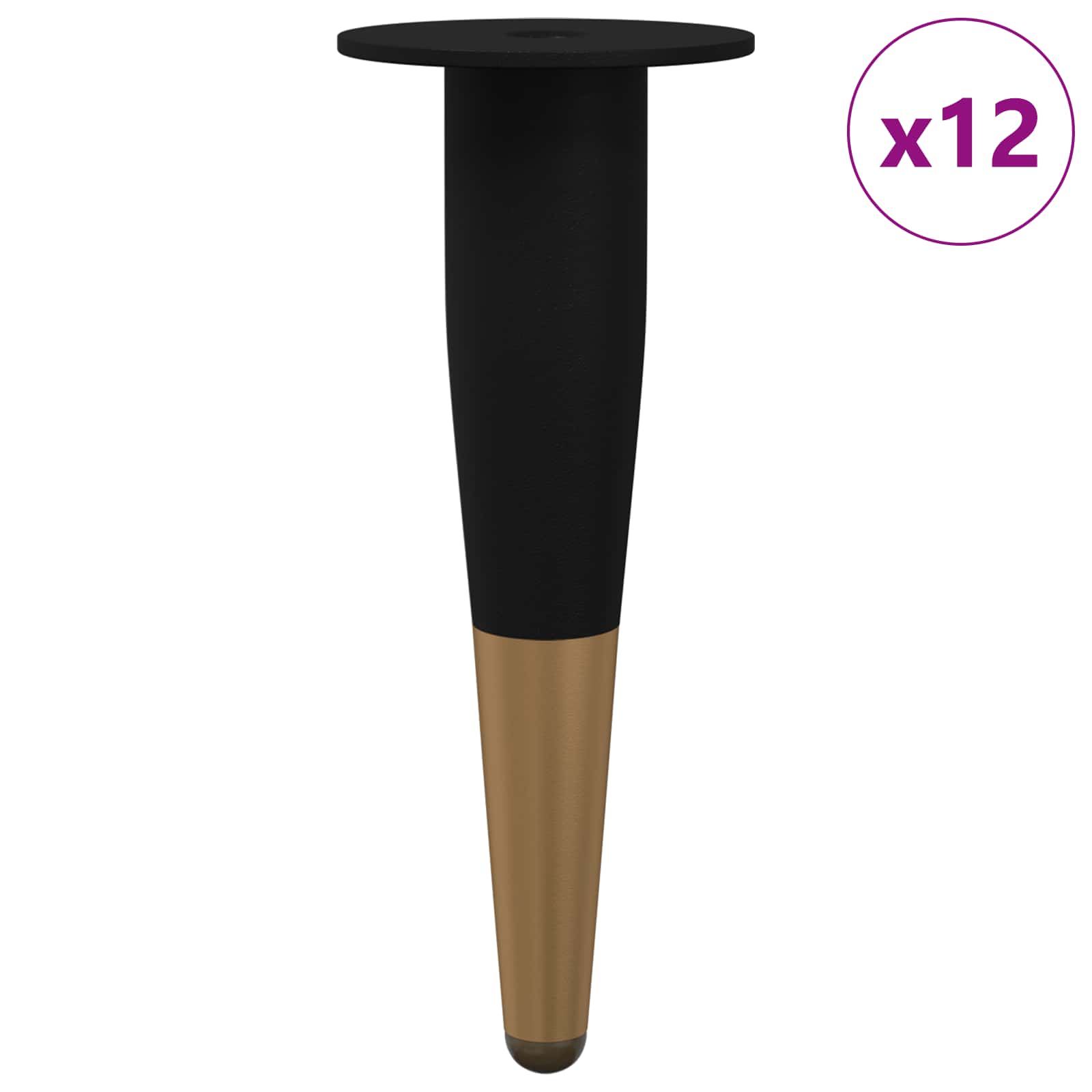 Gambe per mobili Vidaxxl 12 pz nero e oro ø 40 x 98 mm ferro