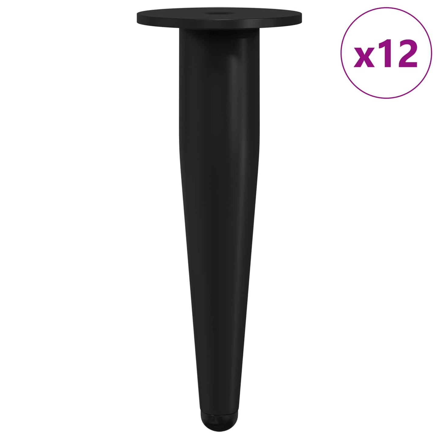 Gambe per mobili Vidaxxl 12 pz ferro nero ø 40 x 98 mm