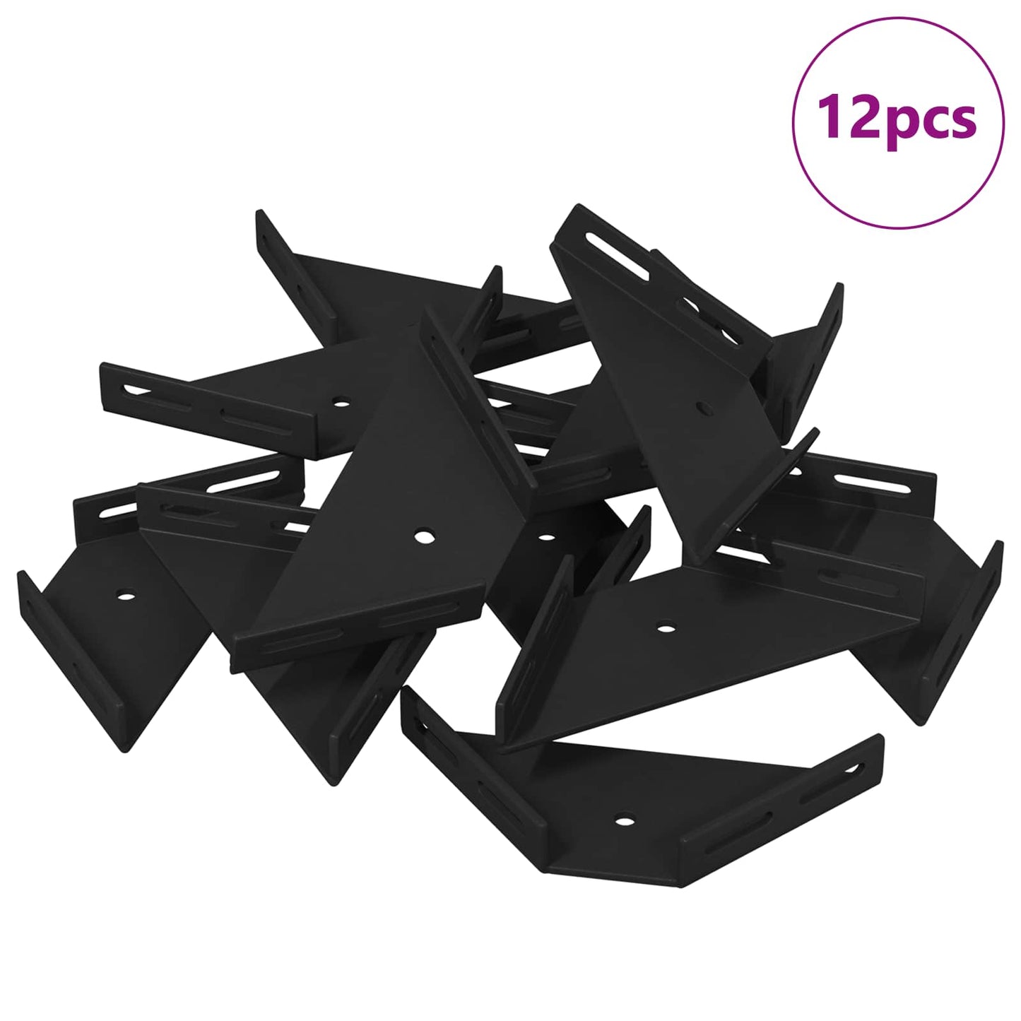 Vidaxl hoekbeugel 12 pcs zwart 138,5 x 50,5 x 16 mm ijzer