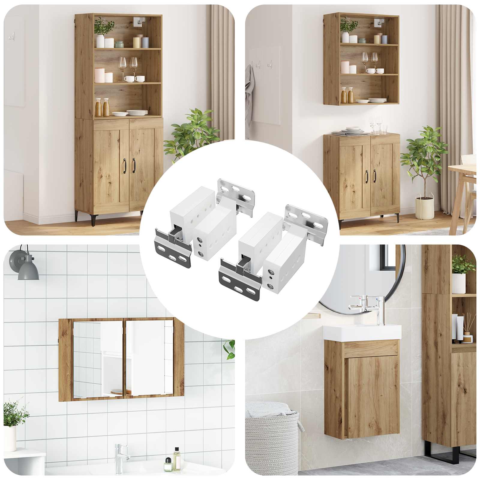 Vidaxl kast hangbeugel 2 pcs wit 70 x 48 x 19 mm ijzer en plastic