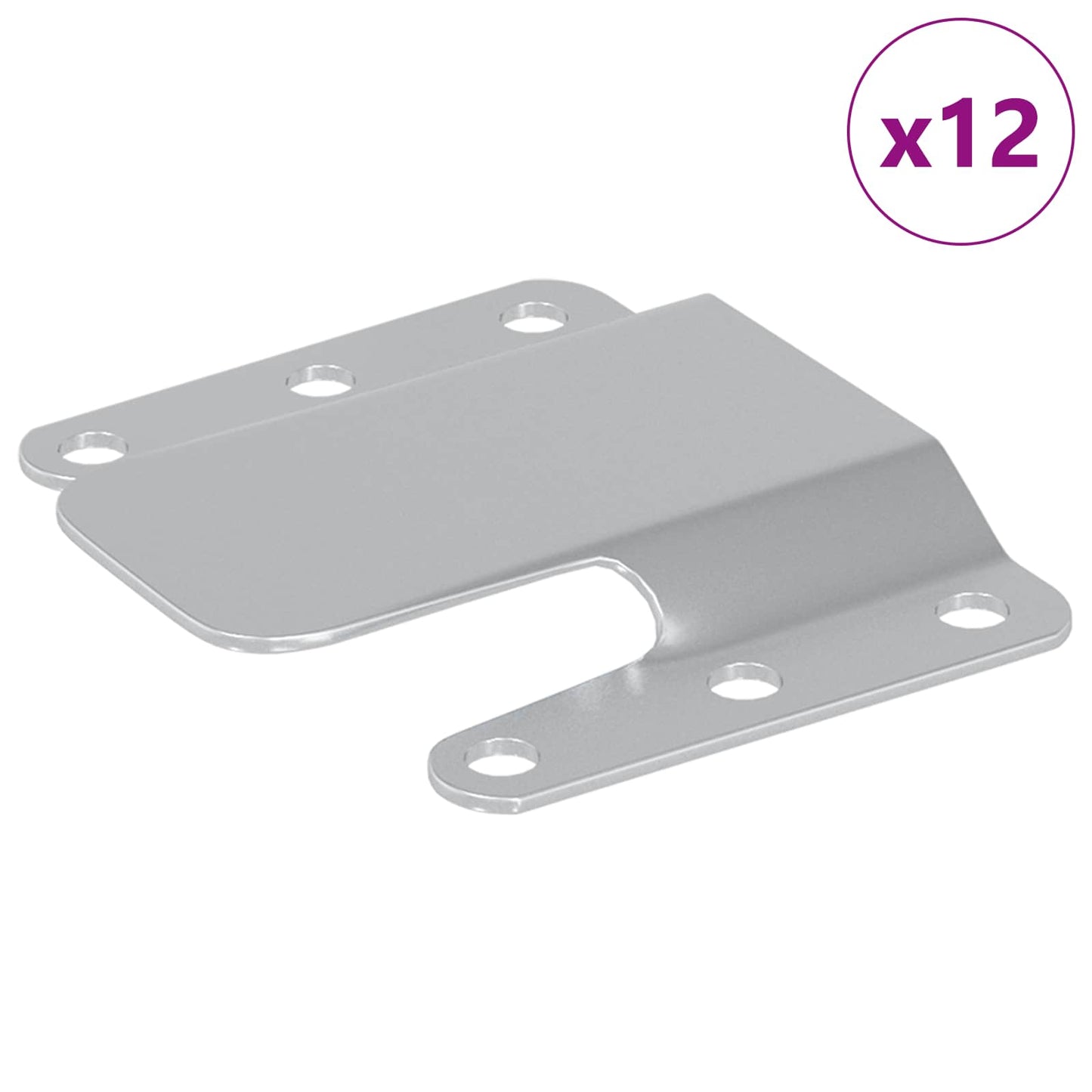 Soporte de empotrar VidaXL 12 piezas plata 75 x 66 x 1,4 mm acero