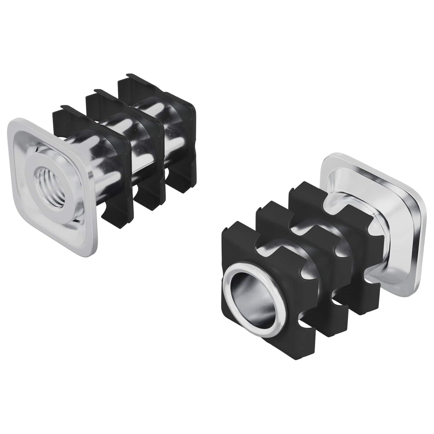 Inserto per tubo filettato Vidaxl 2 pezzi nero e argento 15,8 x 15,8 x 22,5 mm