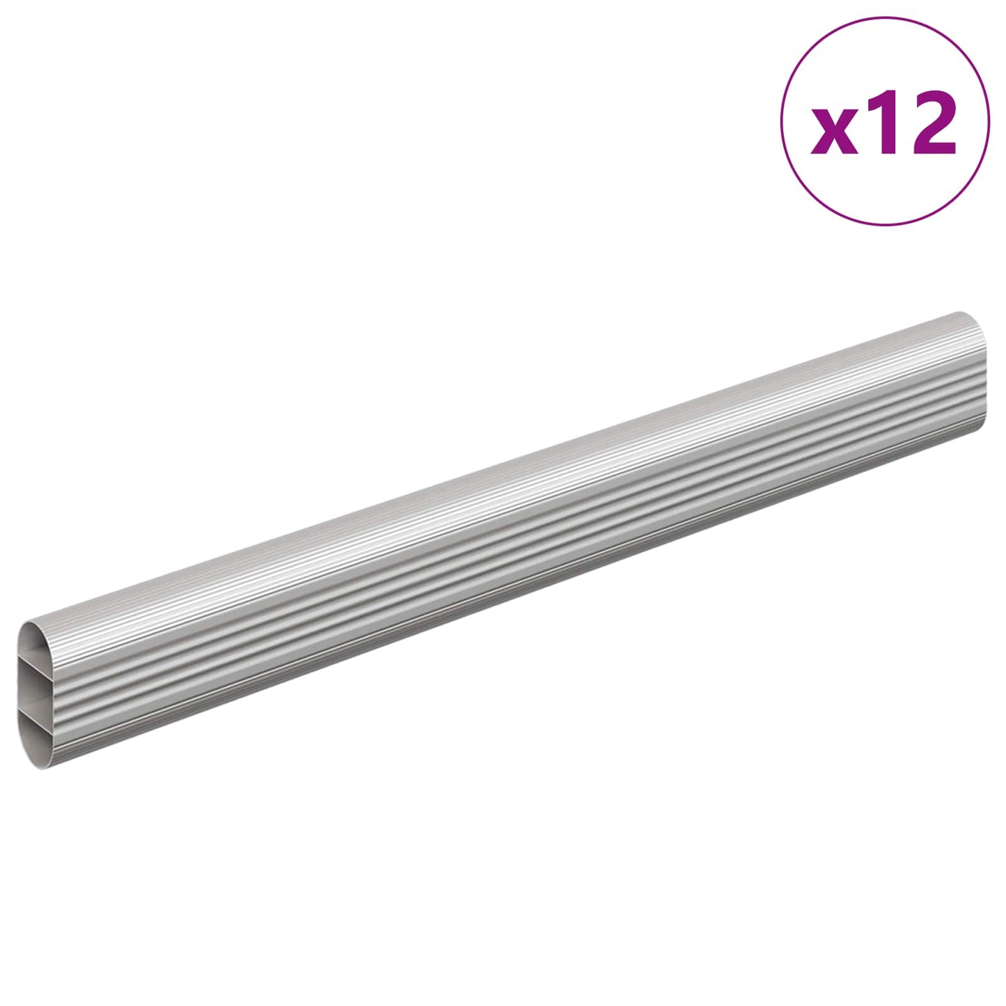 Vidaxxl barra para armario 12 piezas plata 764 x 15 x 29 mm aleación de aluminio