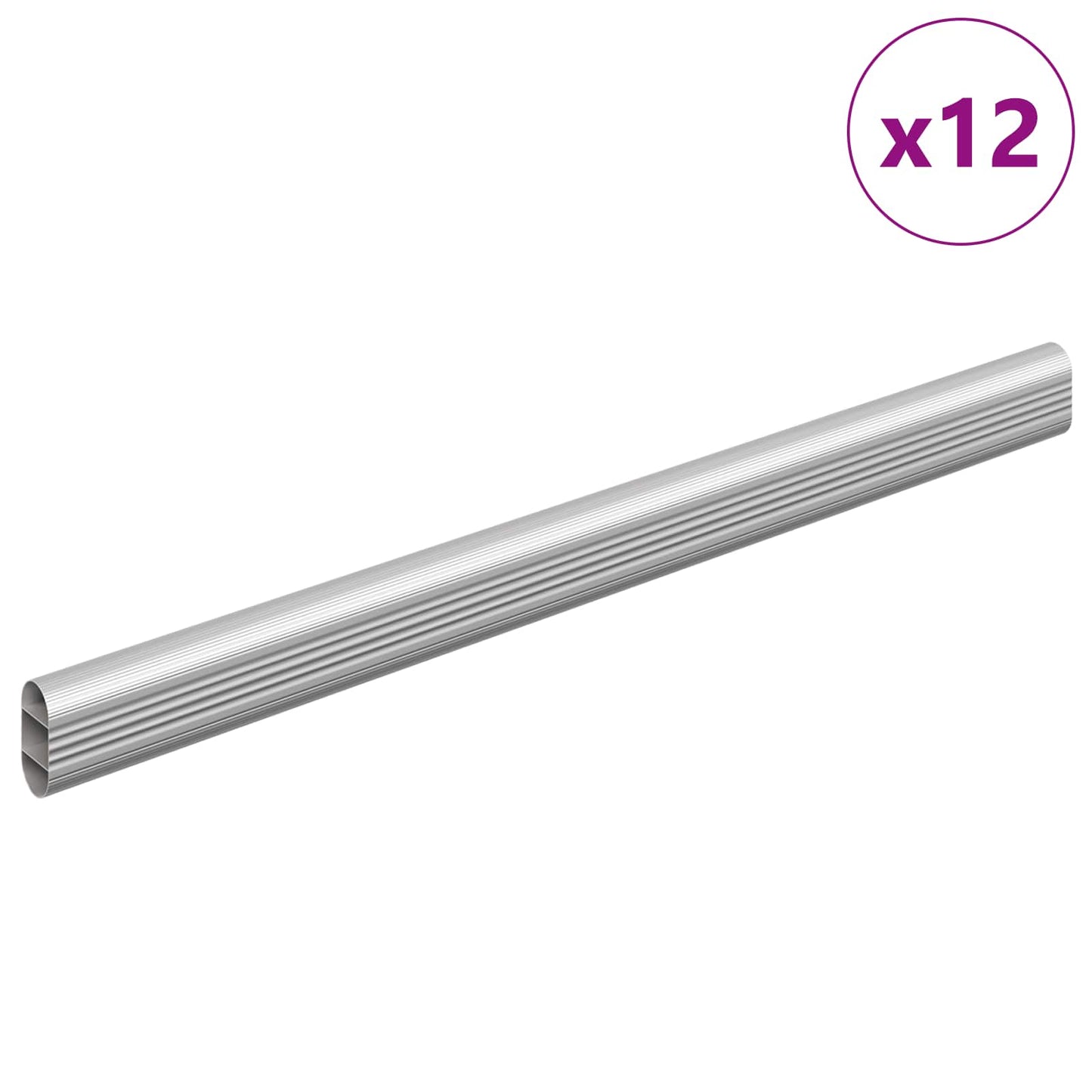 Vidaxxl barra para armario 12 piezas plata 764 x 15 x 29 mm aleación de aluminio